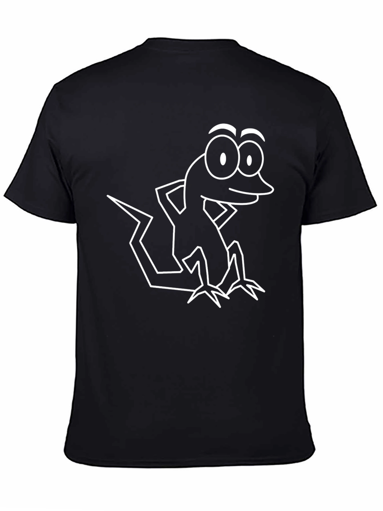 Cartoon Lizard Graphic T-Shirt - Black Cotton Tee