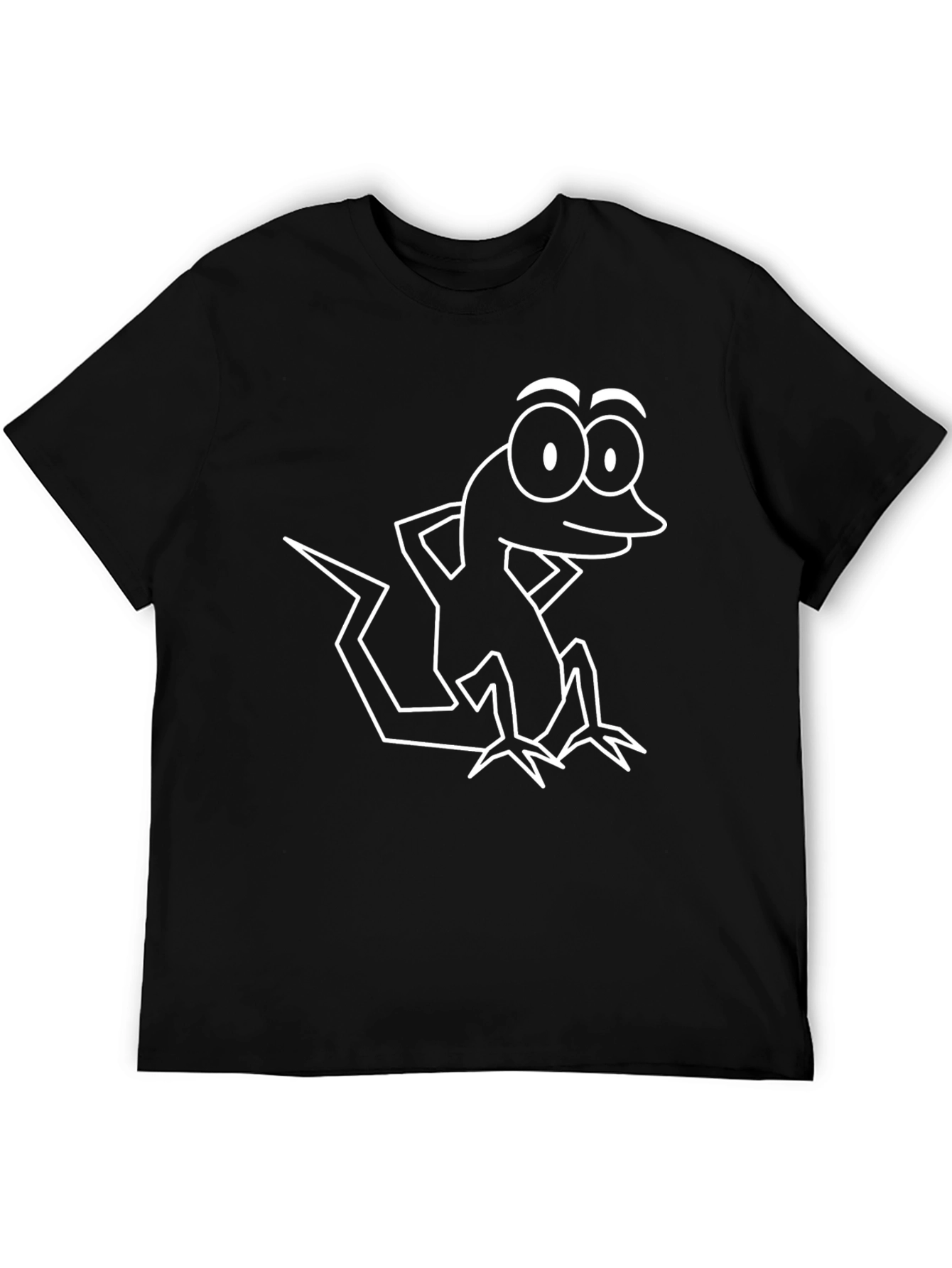 Cartoon Lizard Graphic T-Shirt - Black Cotton Tee