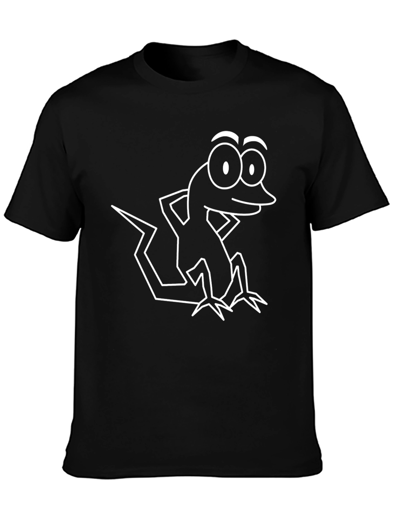 Cartoon Lizard Graphic T-Shirt - Black Cotton Tee