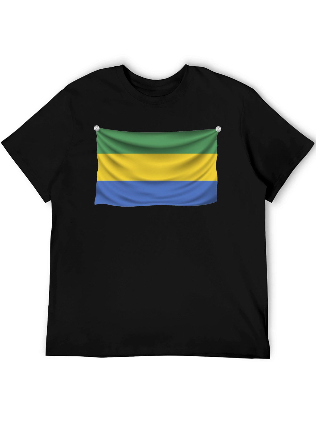 Gabon Flag T-Shirt - Black Crew Neck Tee