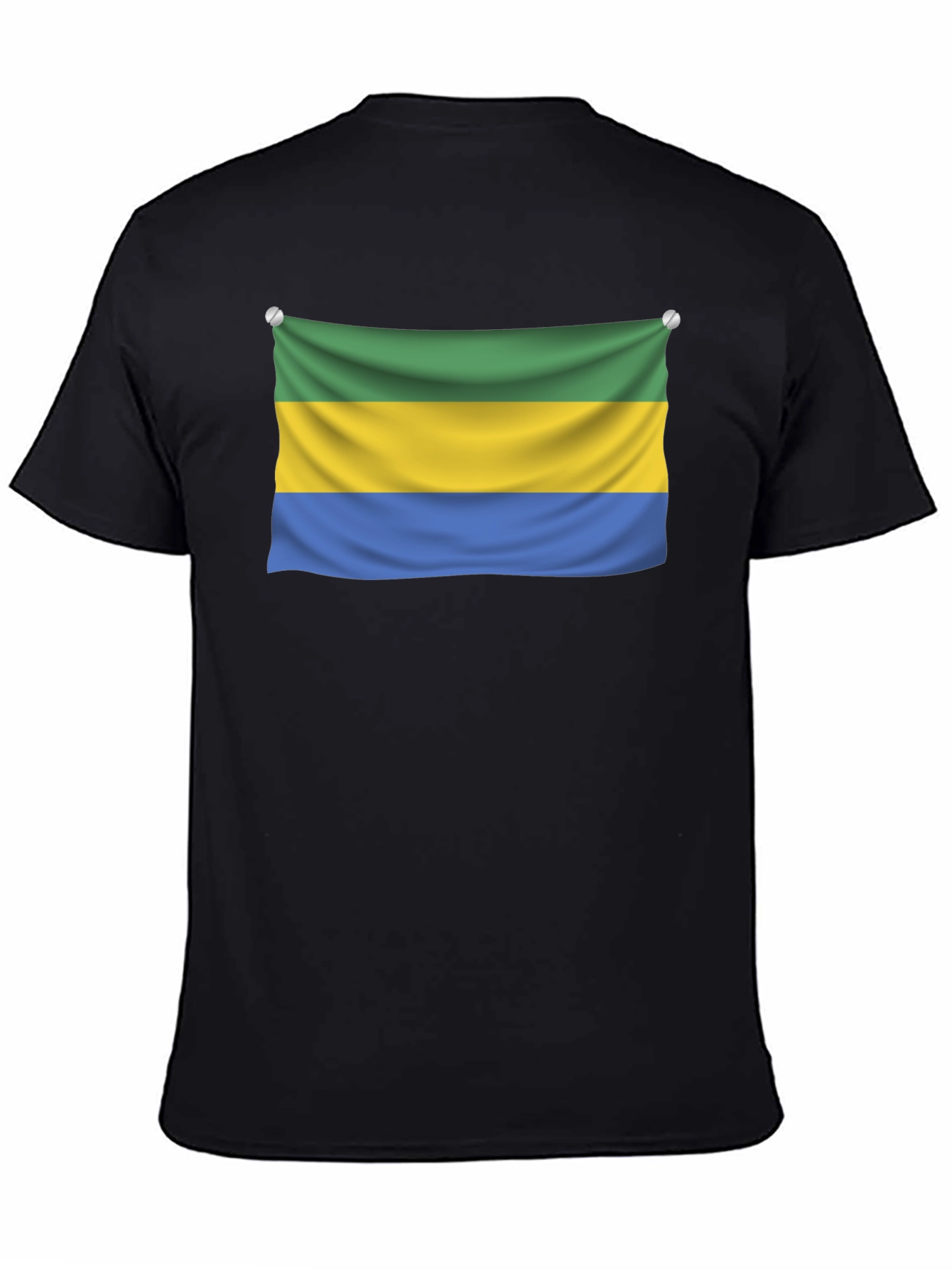 Gabon Flag T-Shirt - Black Crew Neck Tee