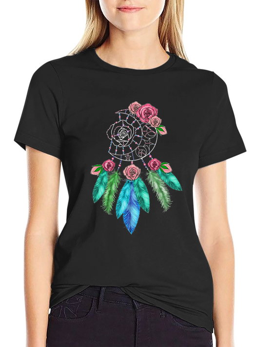 Dreamcatcher Rose Feather Graphic Tee