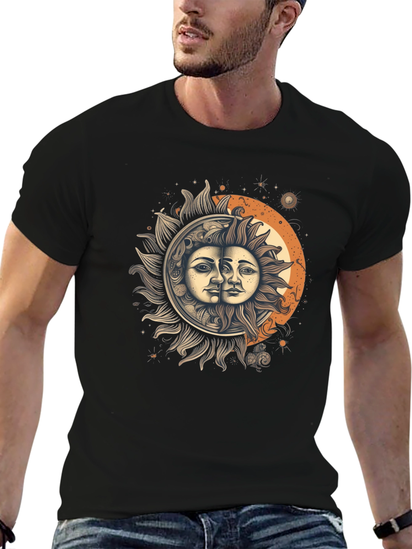 Celestial Sun and Moon Graphic Tee - Unisex