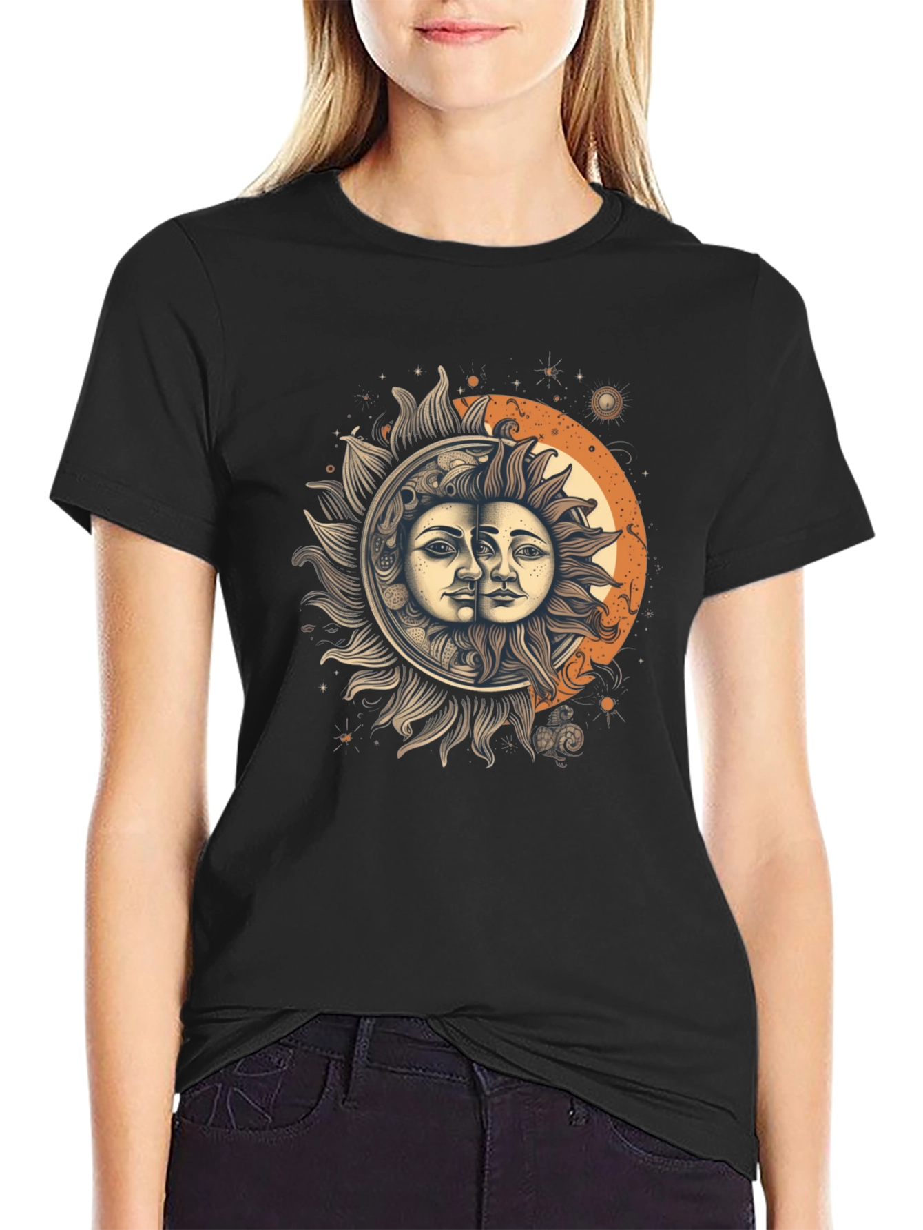 Celestial Sun and Moon Graphic Tee - Unisex