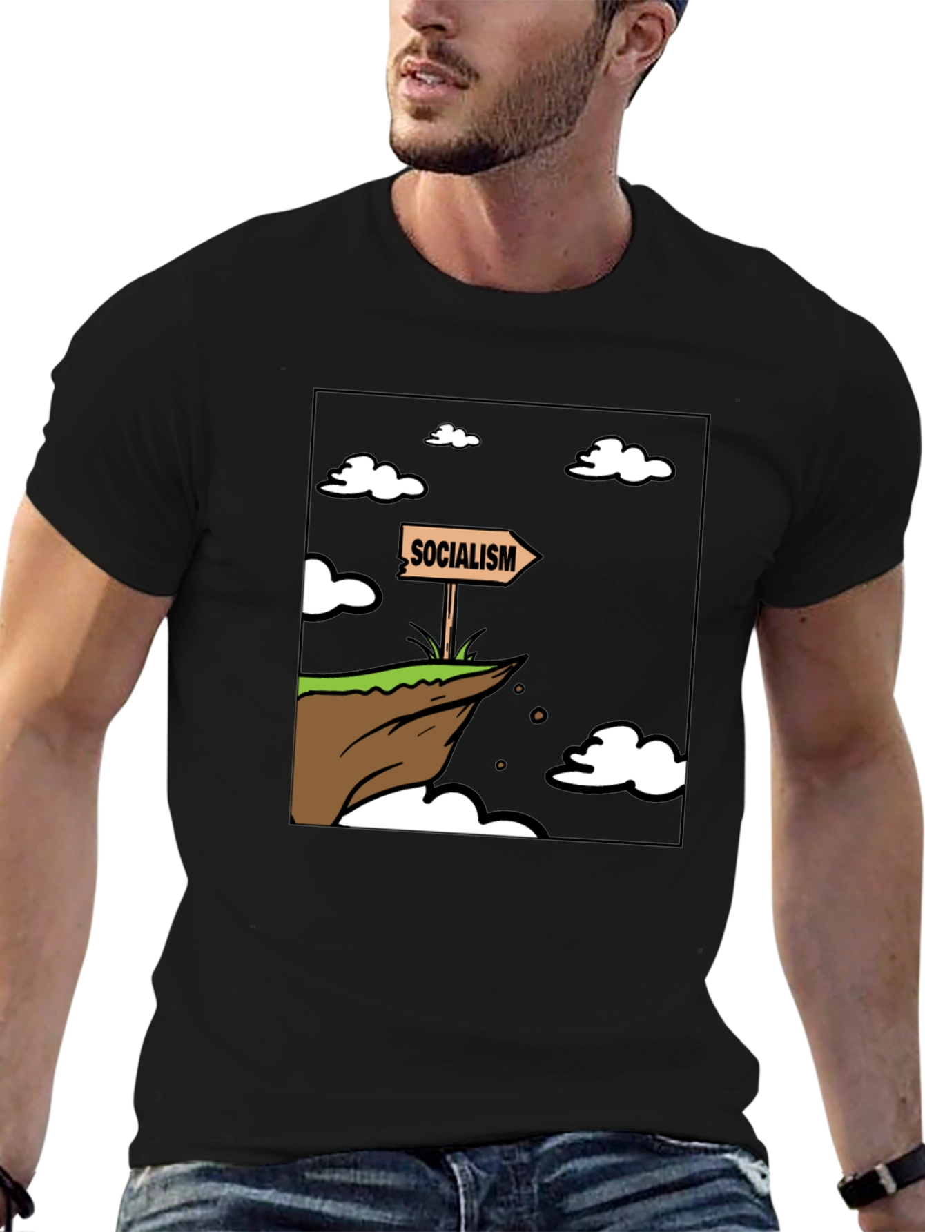 Socialism Cliff Edge Humor Graphic Tee