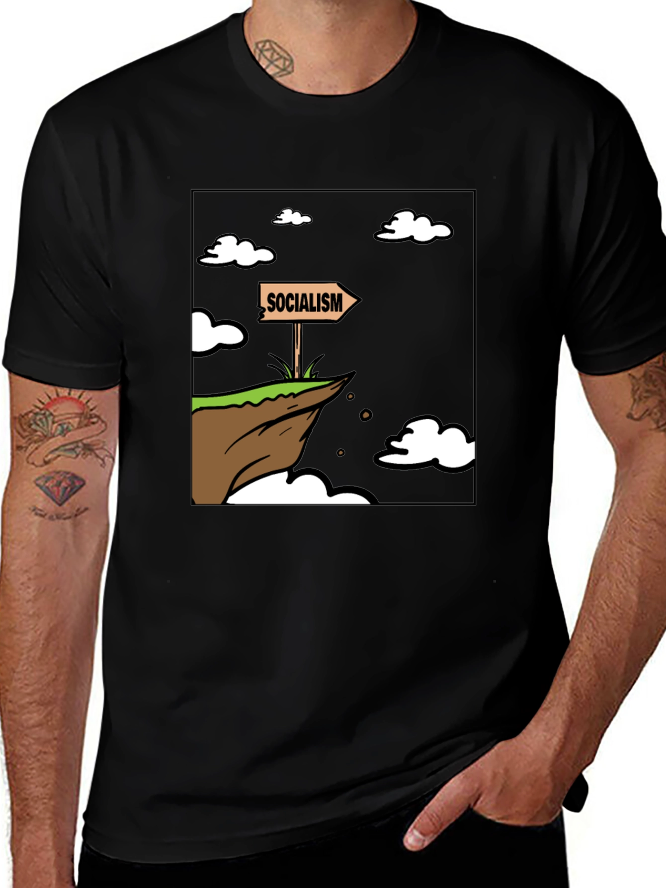 Socialism Cliff Edge Humor Graphic Tee