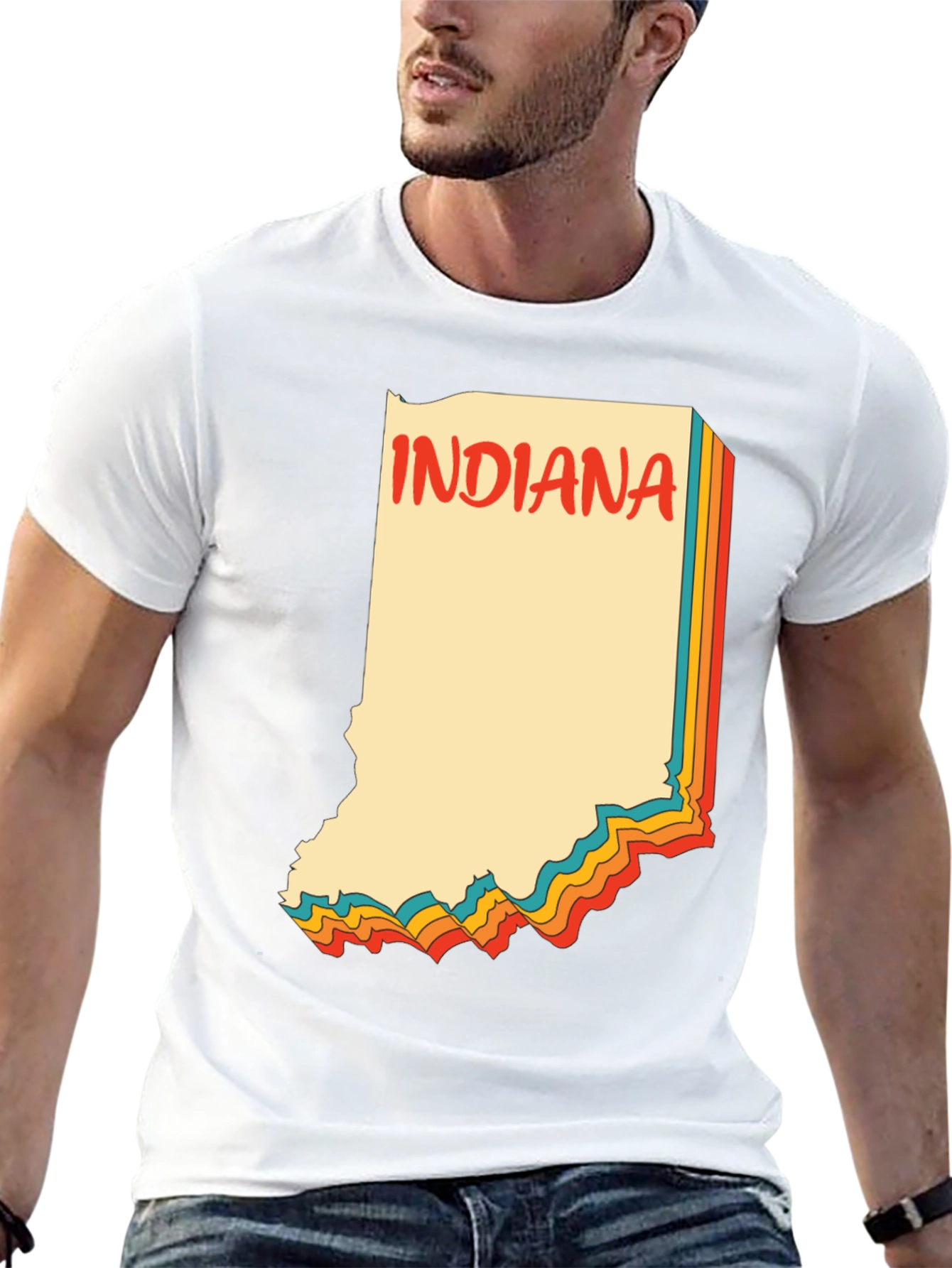 Retro Indiana State Graphic Tee - Black