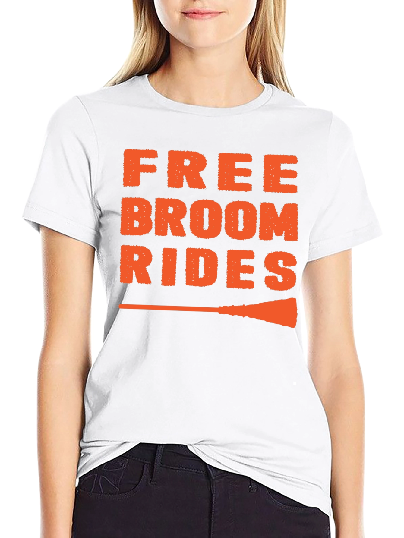 Free Broom Rides Graphic Tee - Halloween Fun