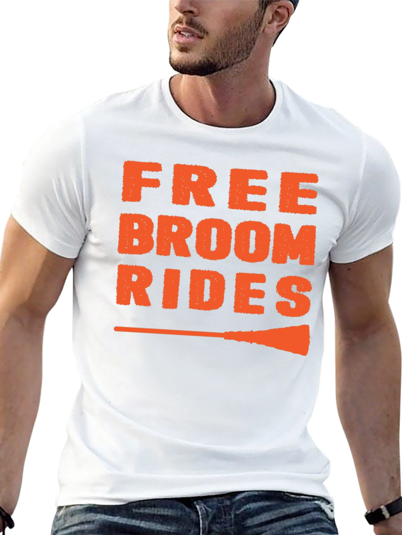 Free Broom Rides Graphic Tee - Halloween Fun