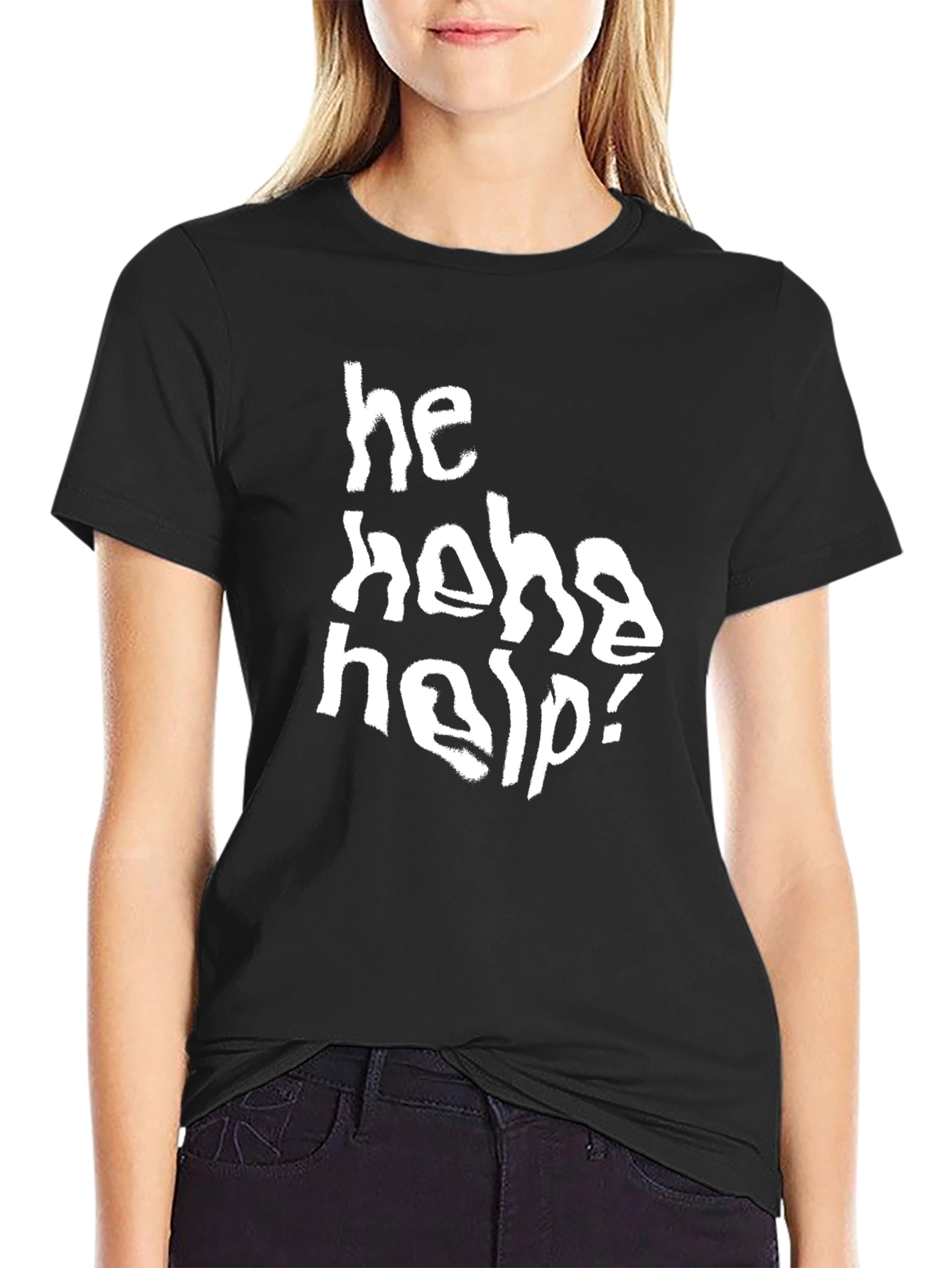 He Heha Help! Black Cotton Graphic Tee