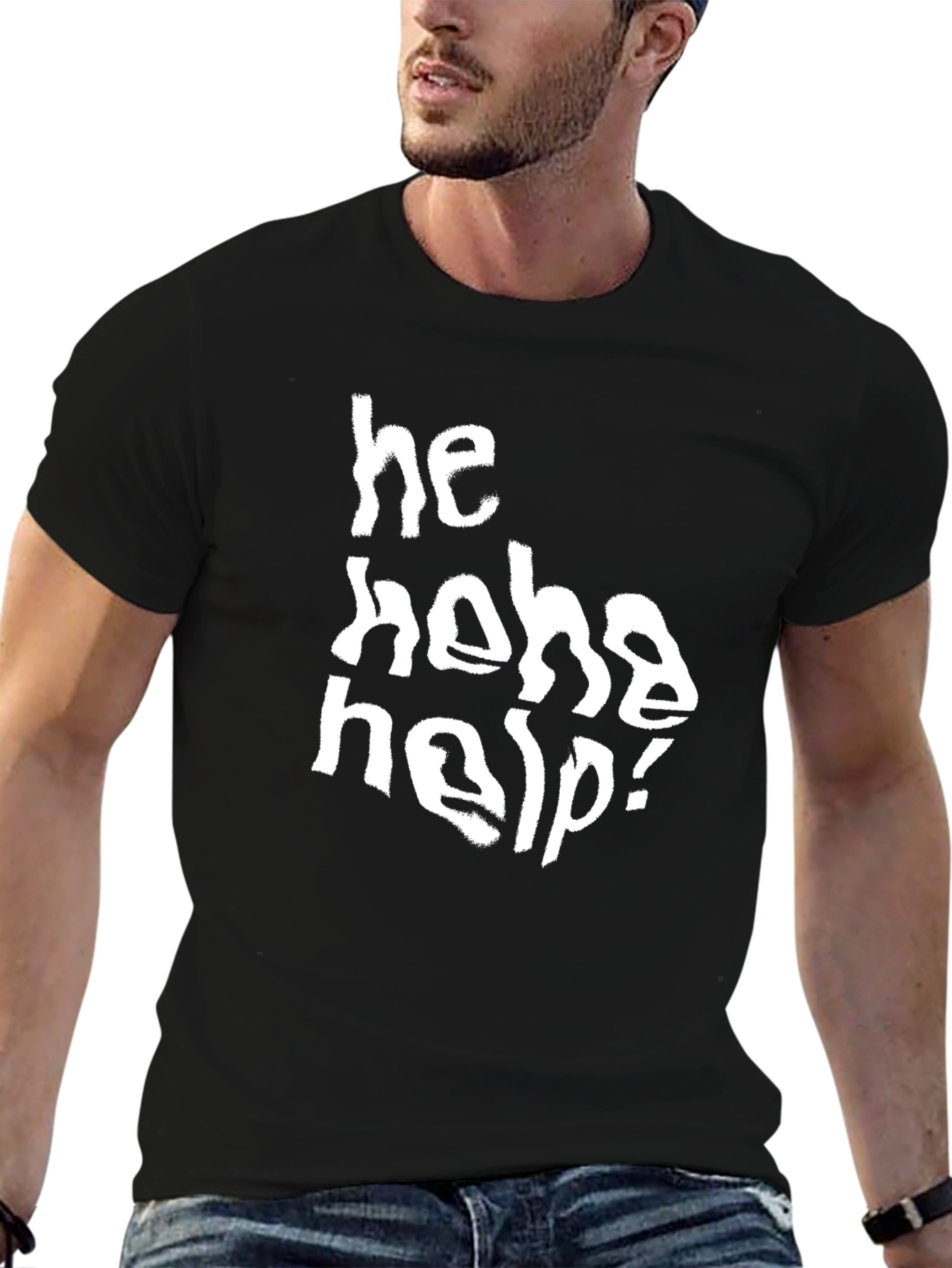 He Heha Help! Black Cotton Graphic Tee