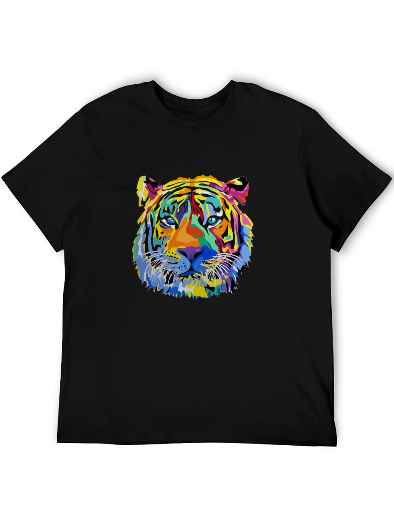 Vibrant Tiger Graphic Black T-Shirt