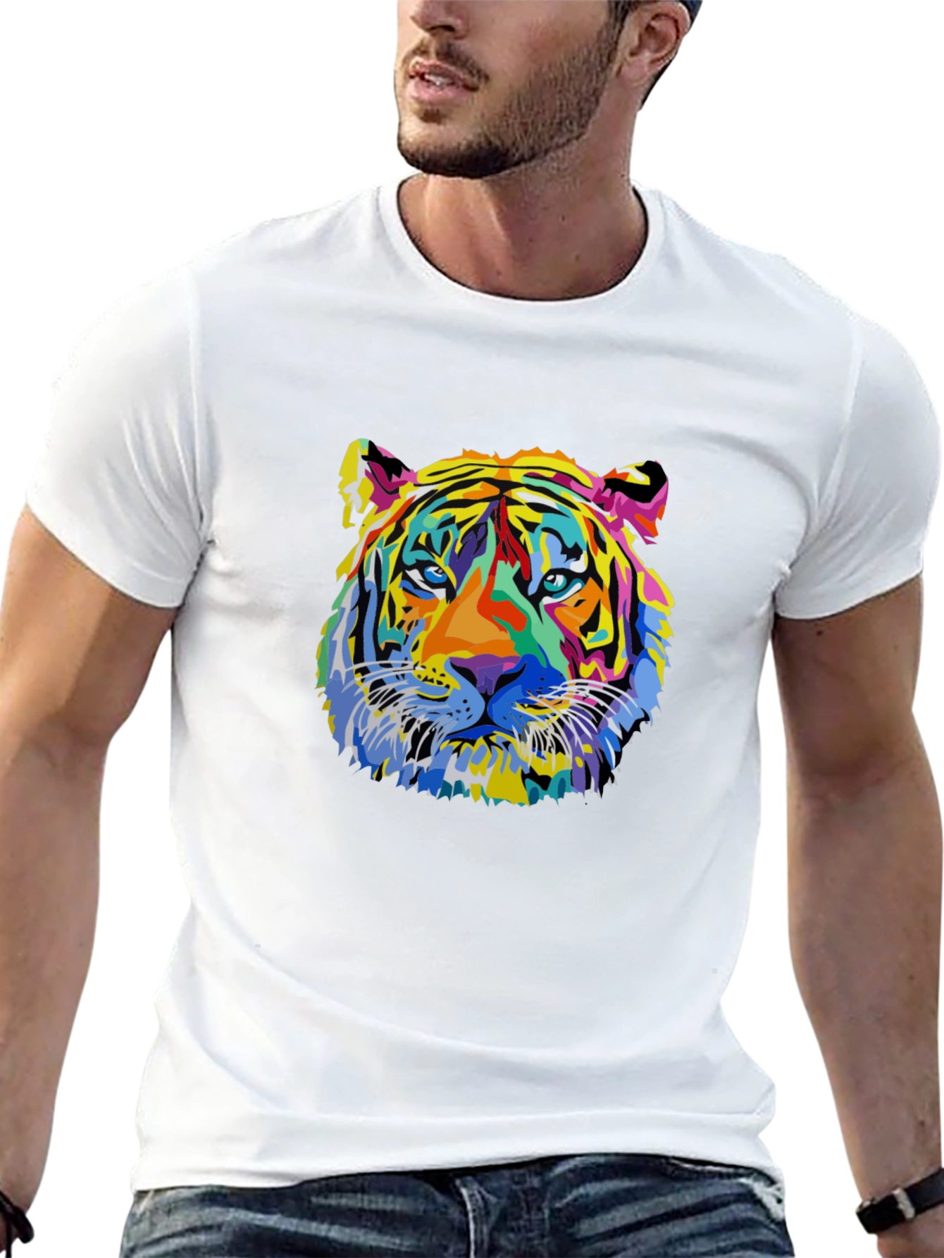 Vibrant Tiger Graphic Black T-Shirt