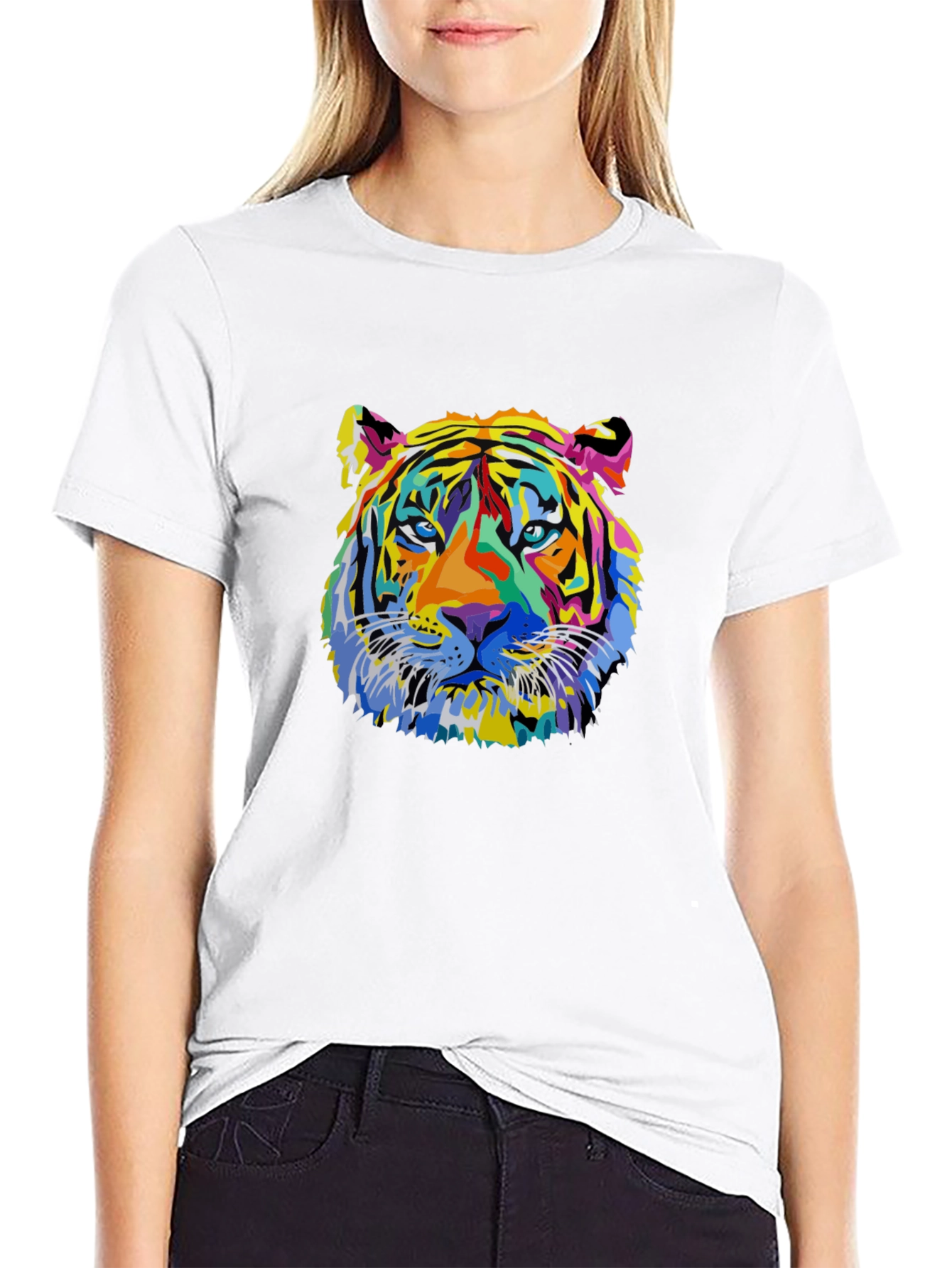 Vibrant Tiger Graphic Black T-Shirt