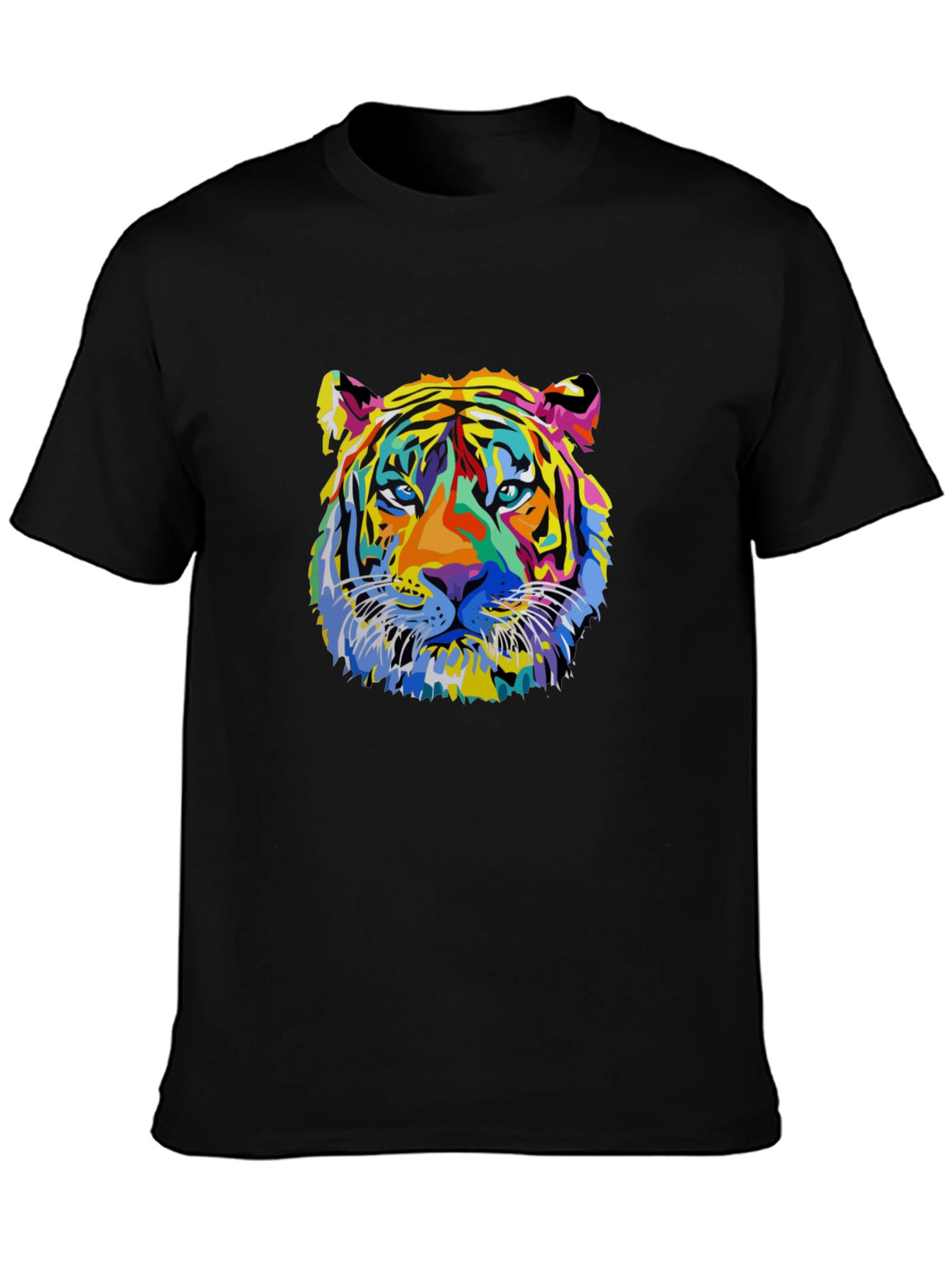 Vibrant Tiger Graphic Black T-Shirt
