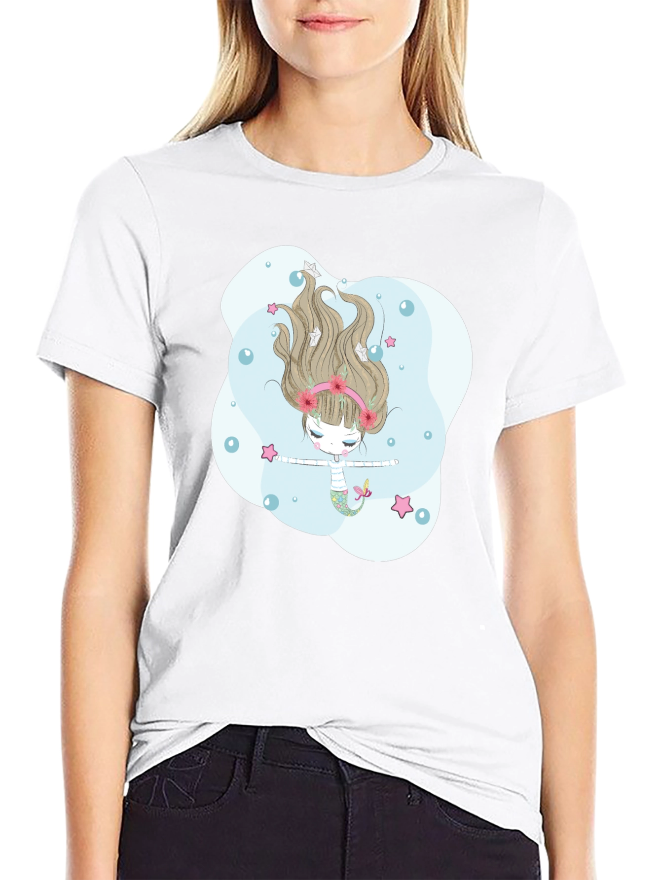 Mermaid Graphic Tee - Mens Black T-Shirt