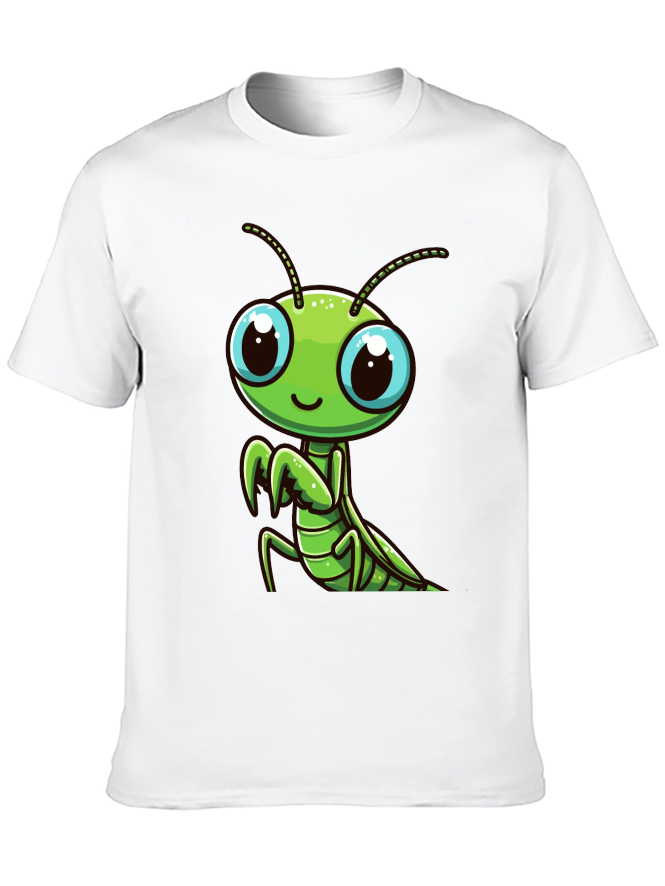 Cute Mantis Graphic Tee - Black Cotton T-Shirt