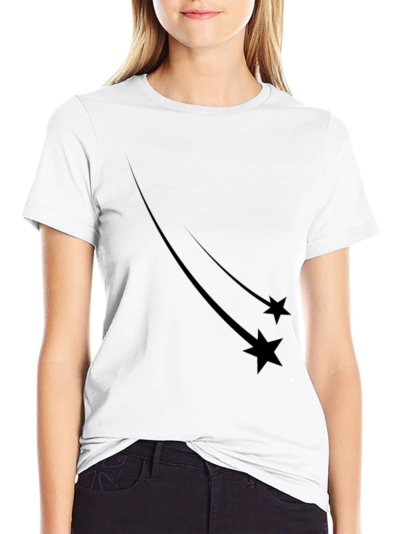 Mens Black Shooting Star Graphic Tee