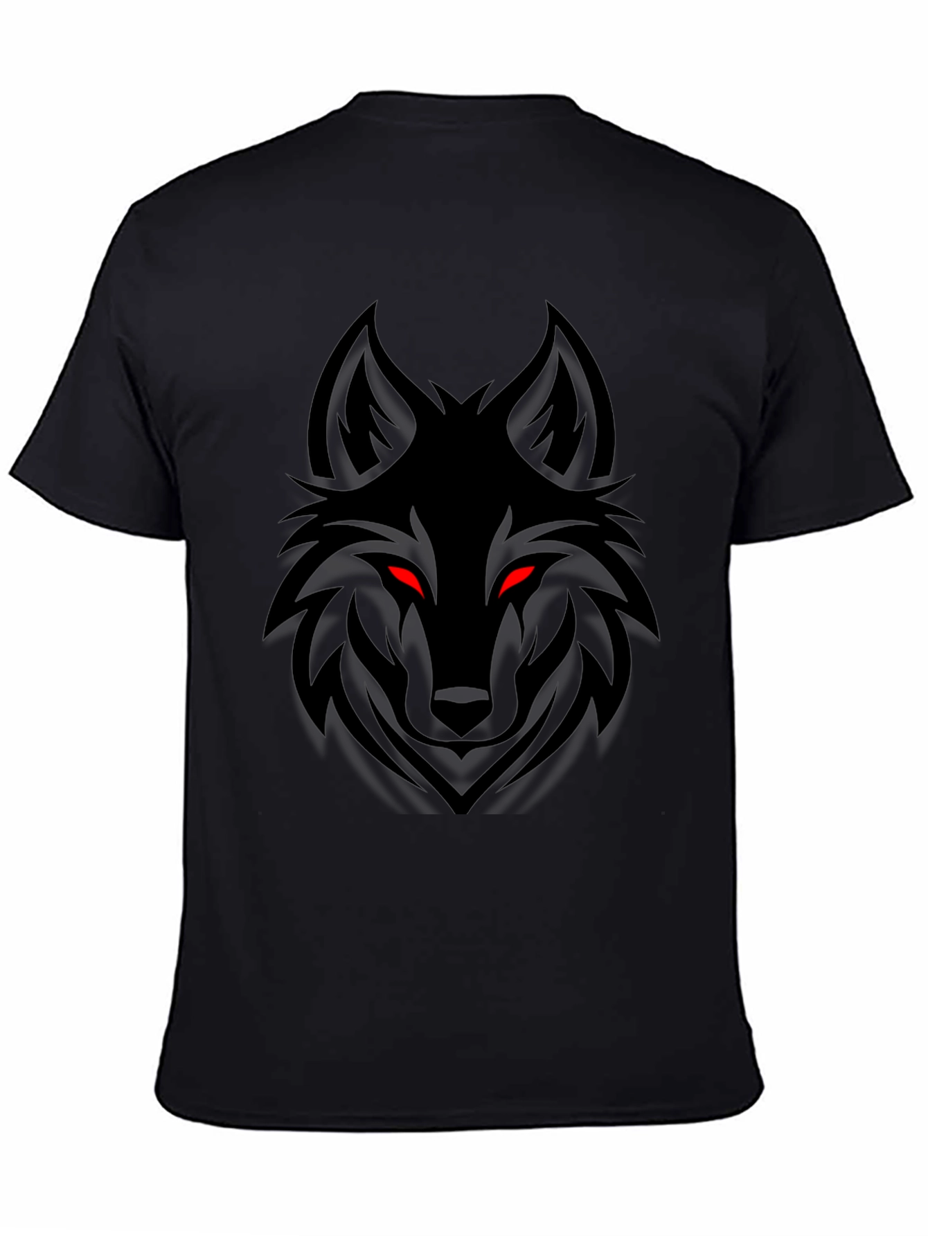 Mens Black Wolf Graphic Tee - Edgy Style