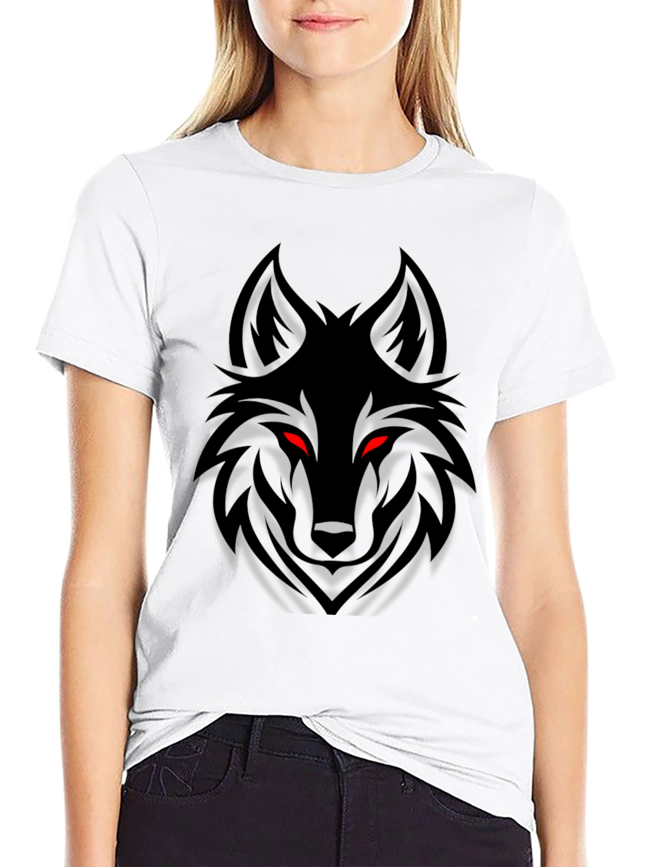 Mens Black Wolf Graphic Tee - Edgy Style