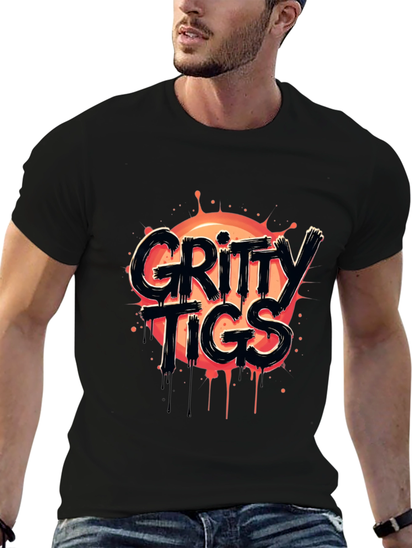 Gritty Tigs Graphic Tee - Black Cotton Blend