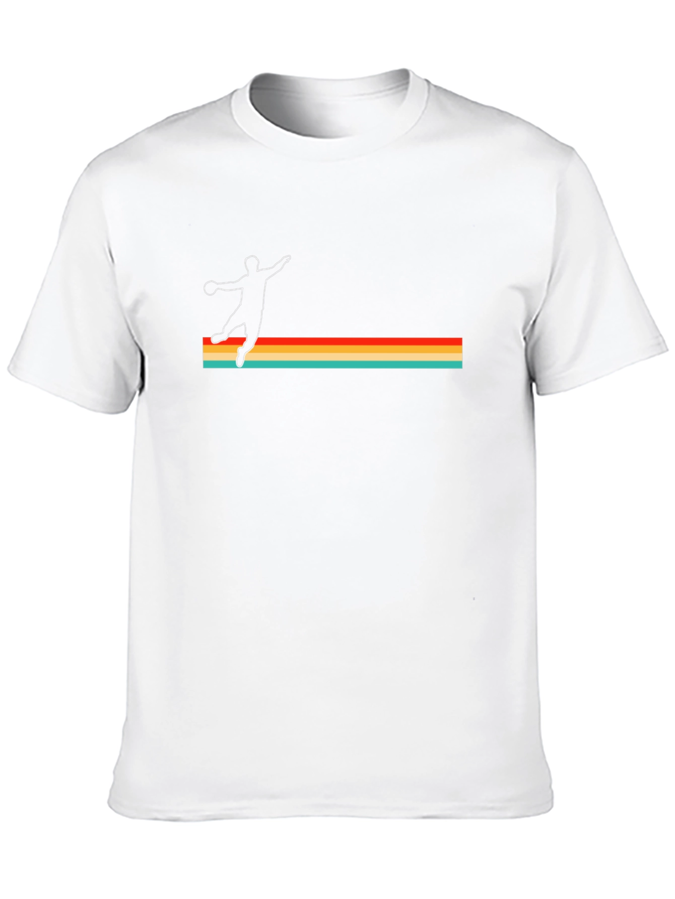Retro Handball Player Graphic T-Shirt - Black