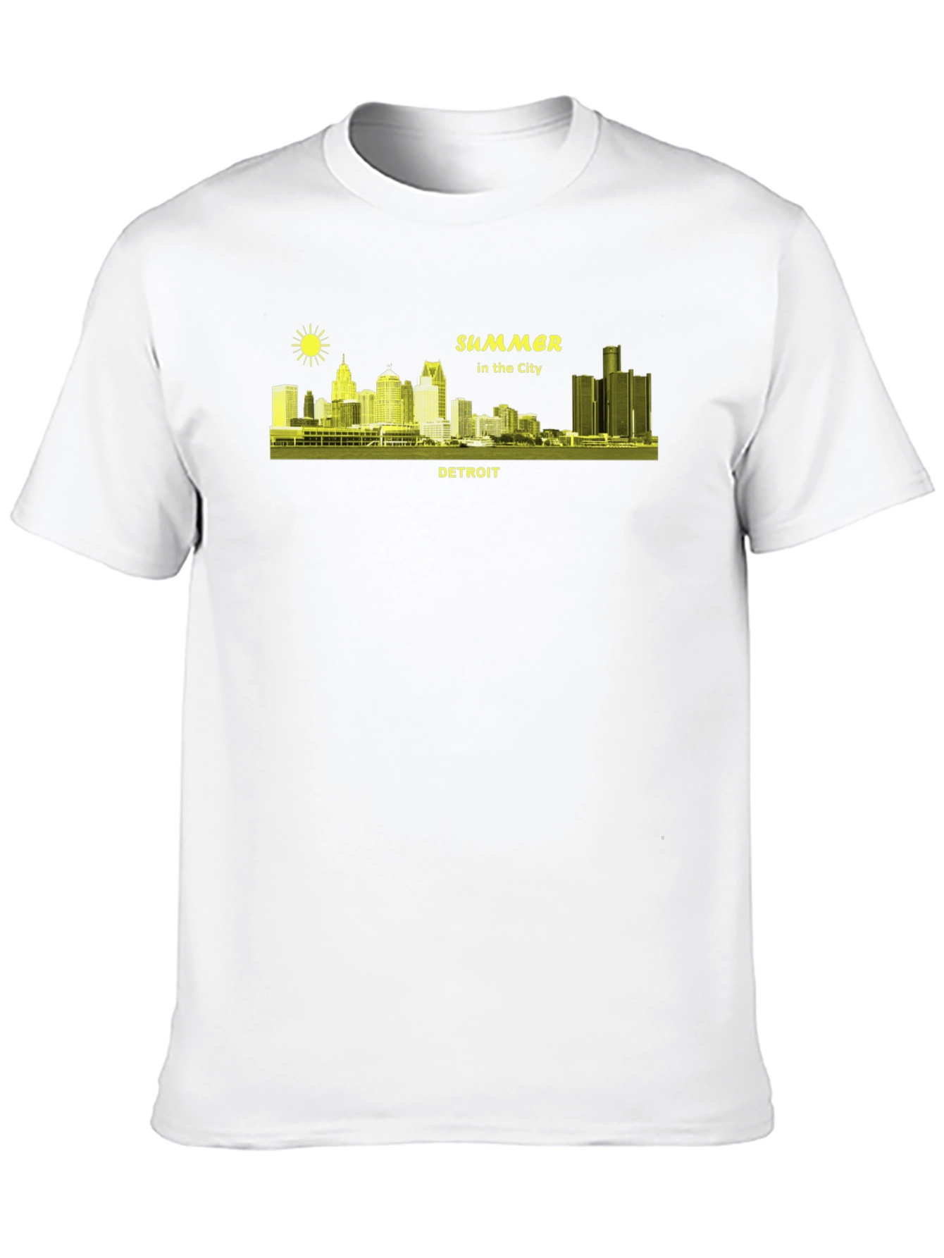 Detroit Summer Cityscape Black T-Shirt