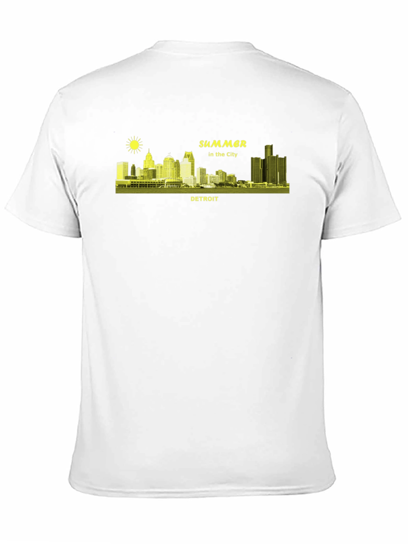 Detroit Summer Cityscape Black T-Shirt