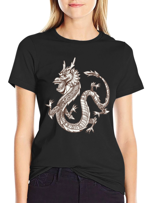 Dragon Graphic Tee - Black Crew Neck Short Sleeve Shirt