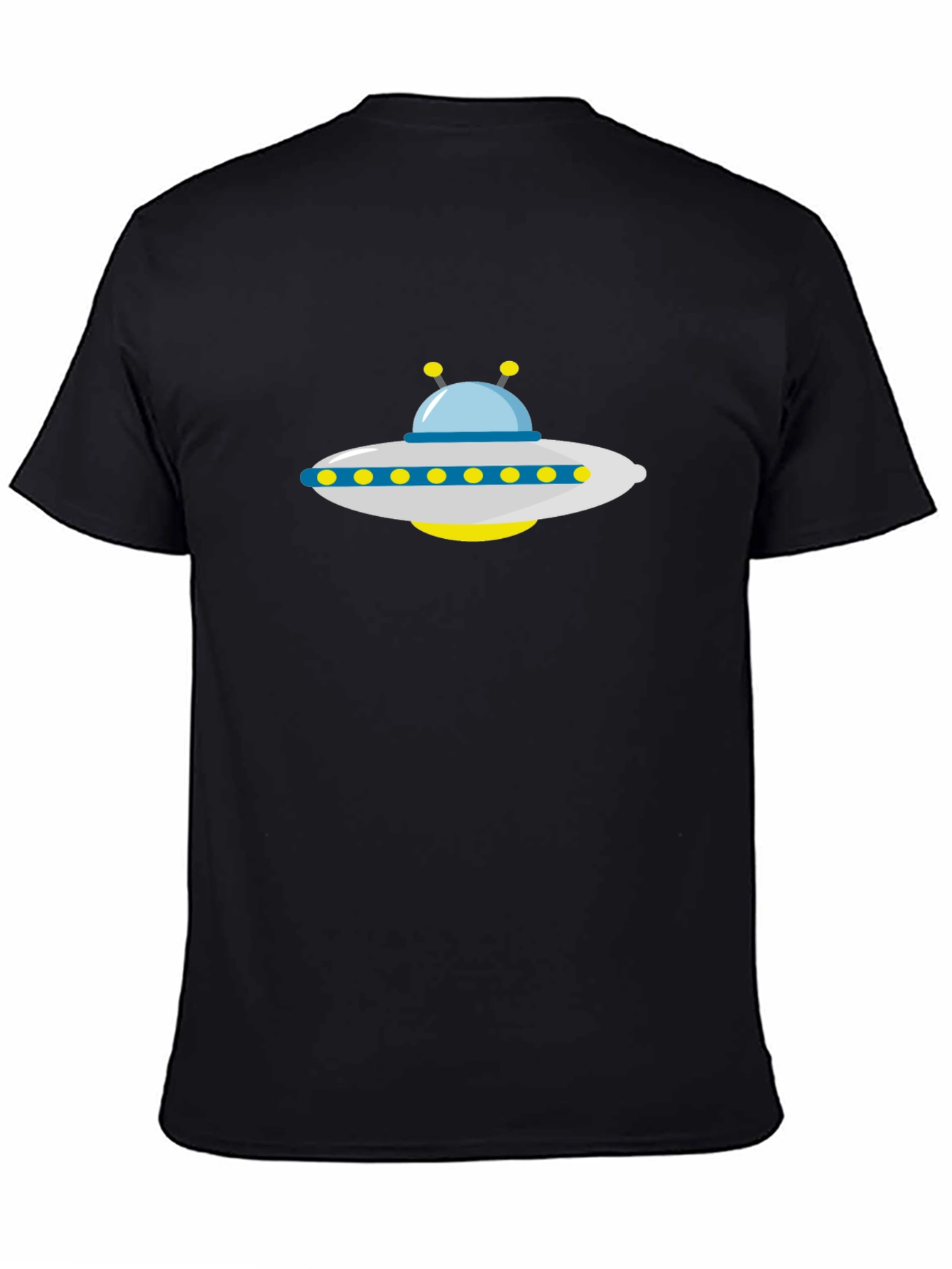 UFO Graphic Tee - Black Cotton Alien Spaceship T-Shirt