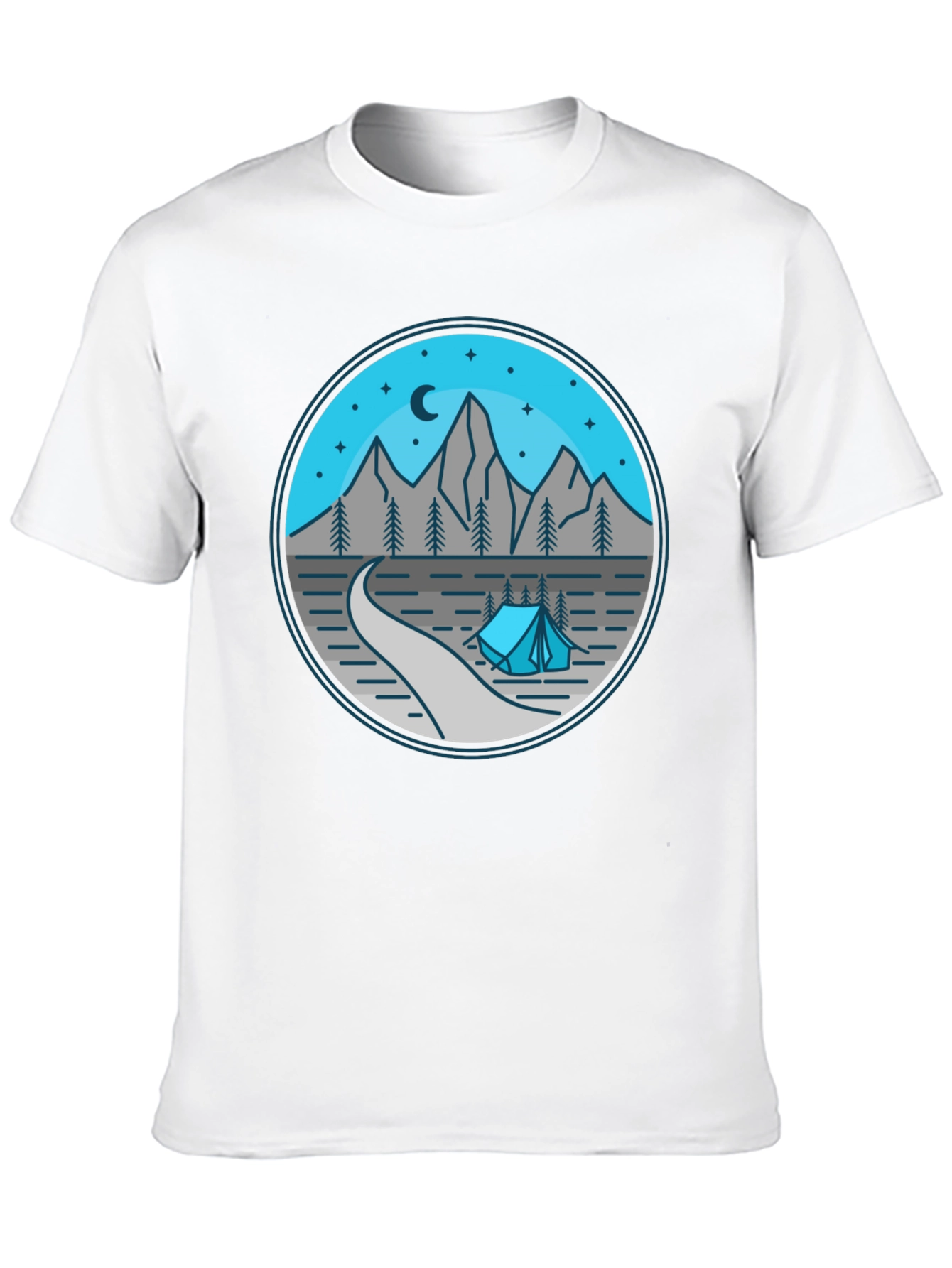 Mountain Camping Graphic Tee - Black Cotton Shirt
