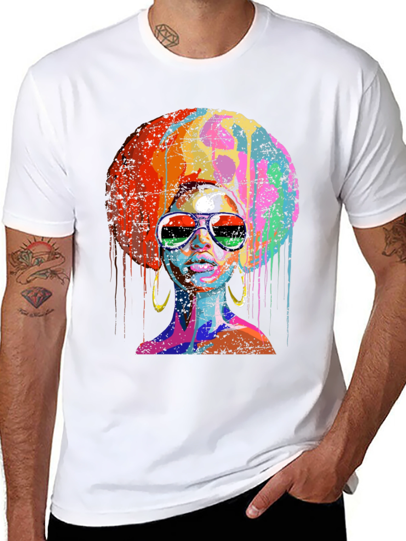 Vibrant Afro Queen Graphic Print T-Shirt