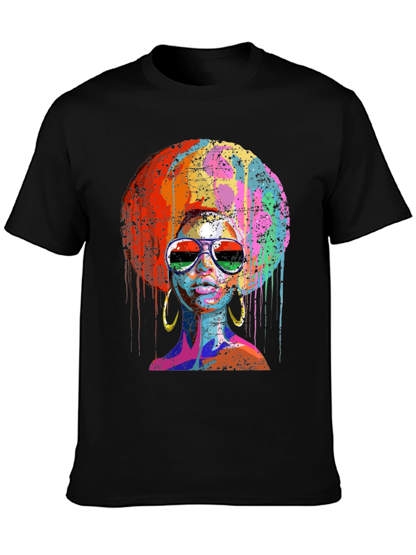 Vibrant Afro Queen Graphic Print T-Shirt