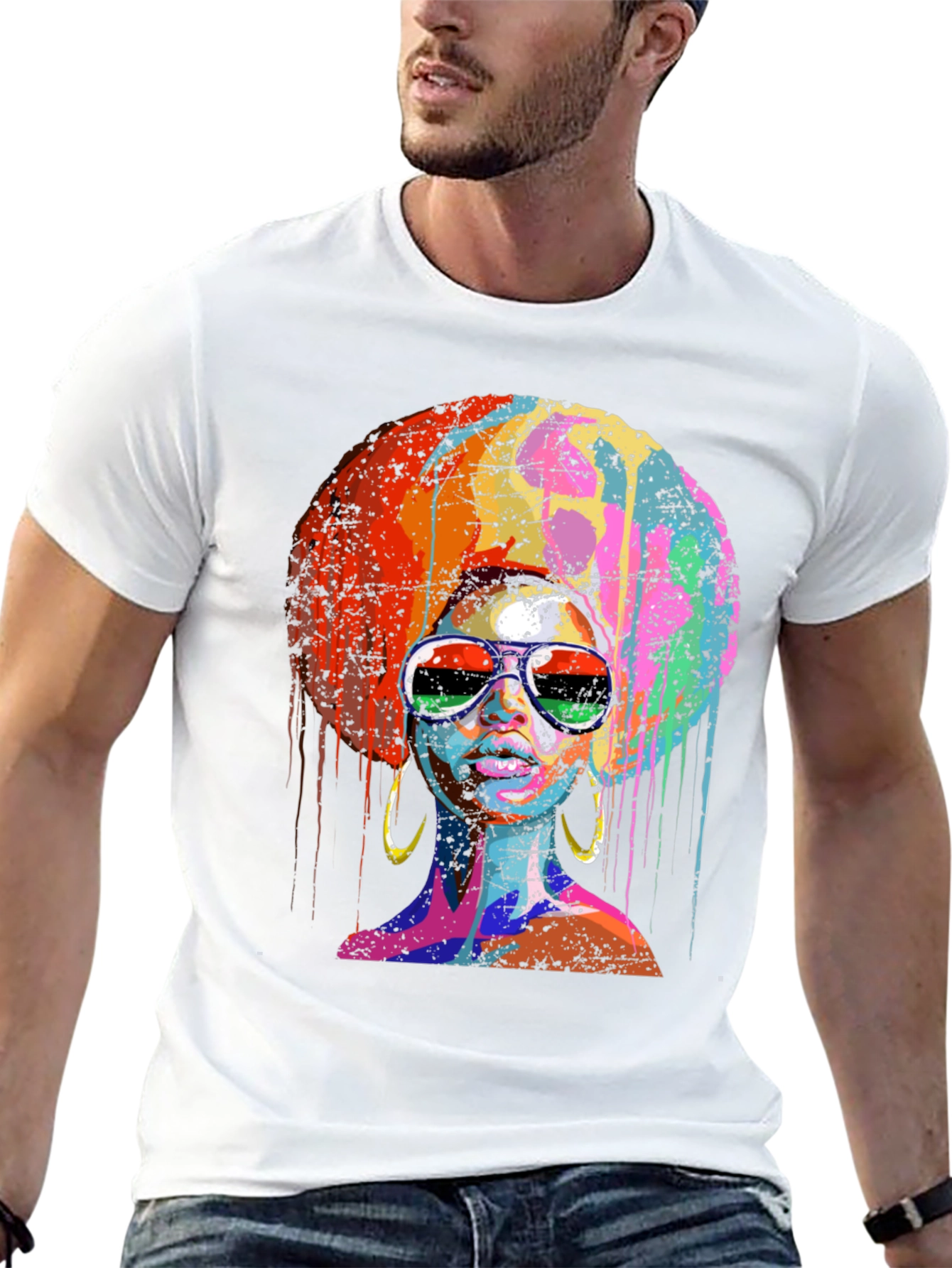 Vibrant Afro Queen Graphic Print T-Shirt