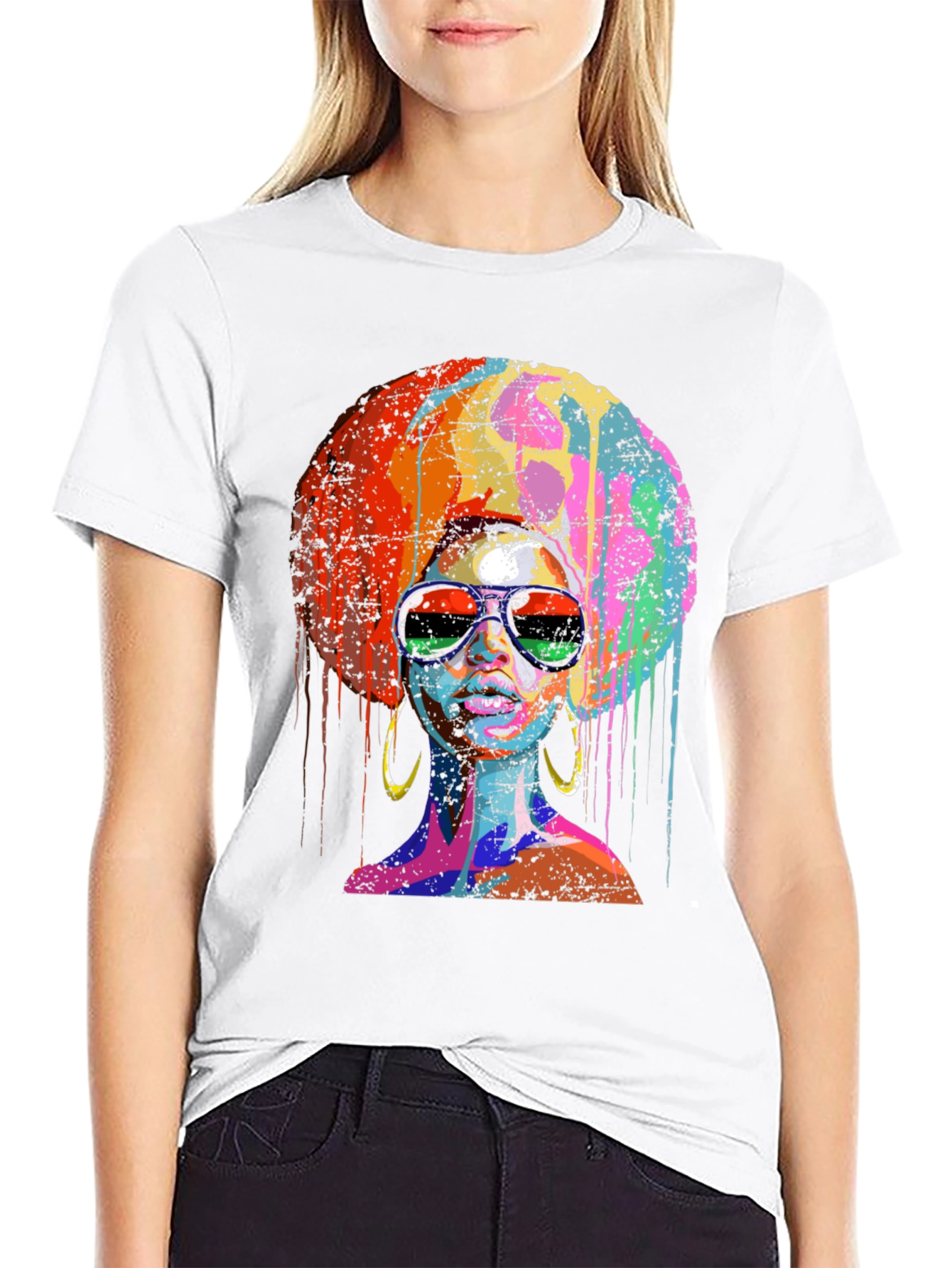 Vibrant Afro Queen Graphic Print T-Shirt
