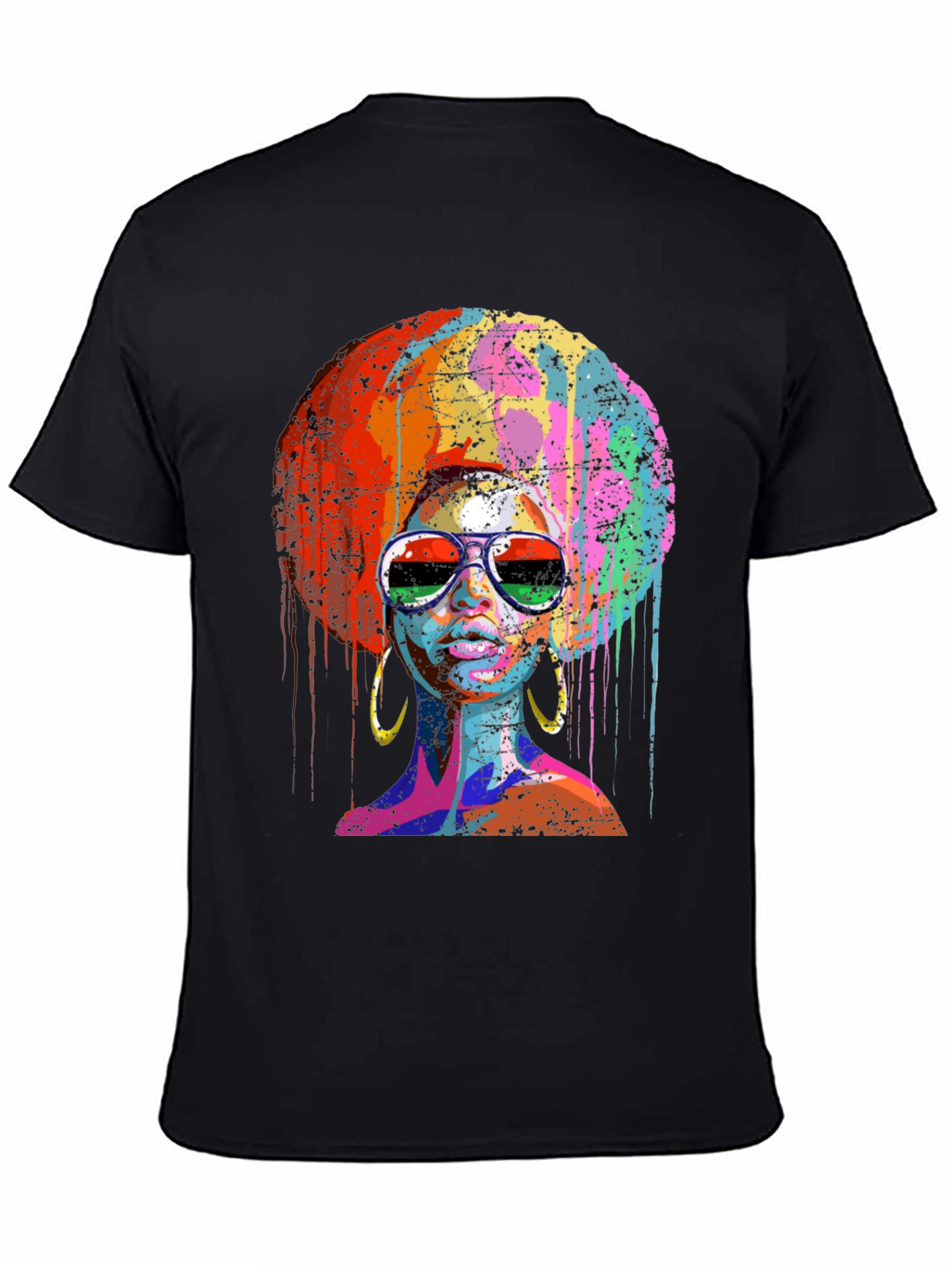 Vibrant Afro Queen Graphic Print T-Shirt