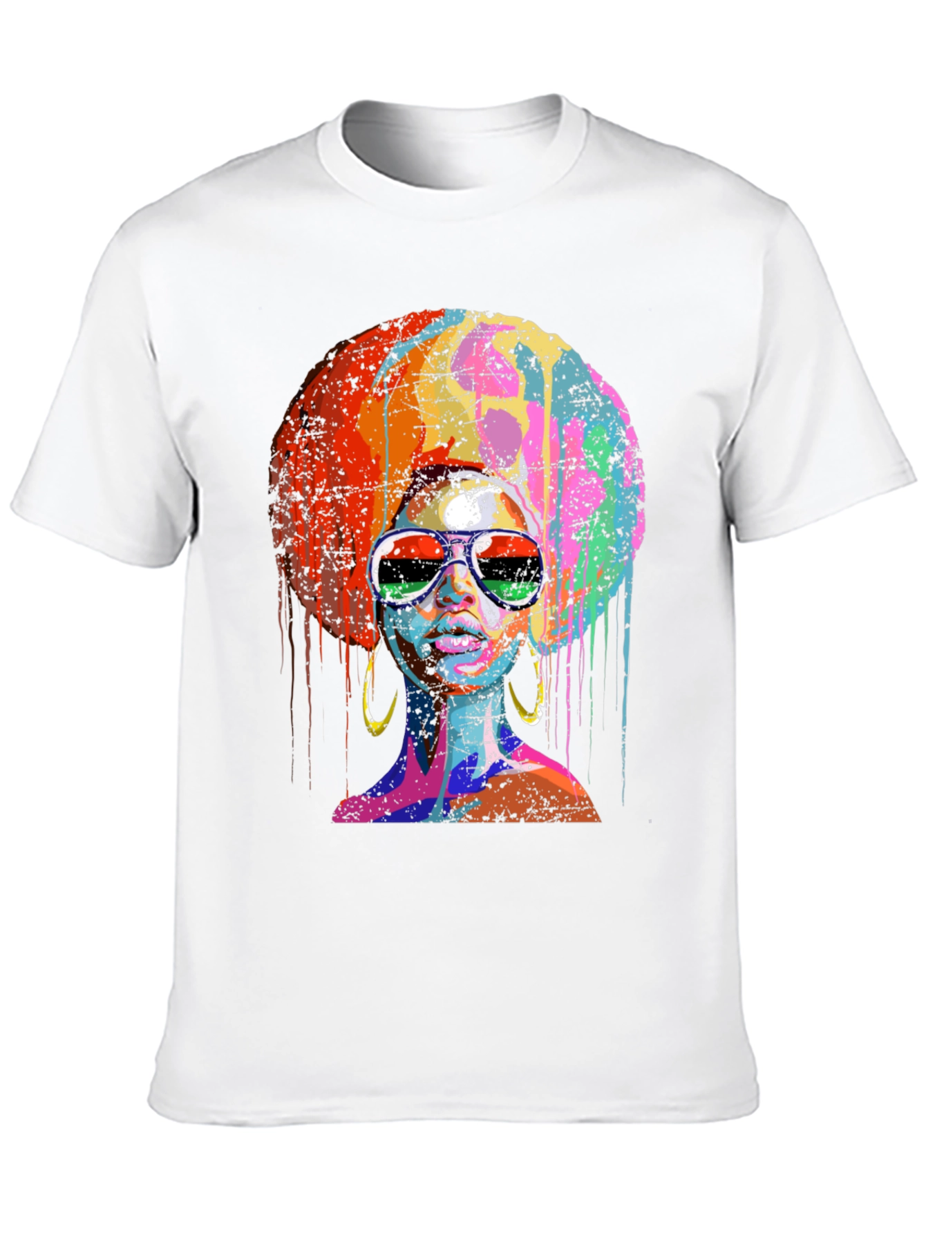 Vibrant Afro Queen Graphic Print T-Shirt