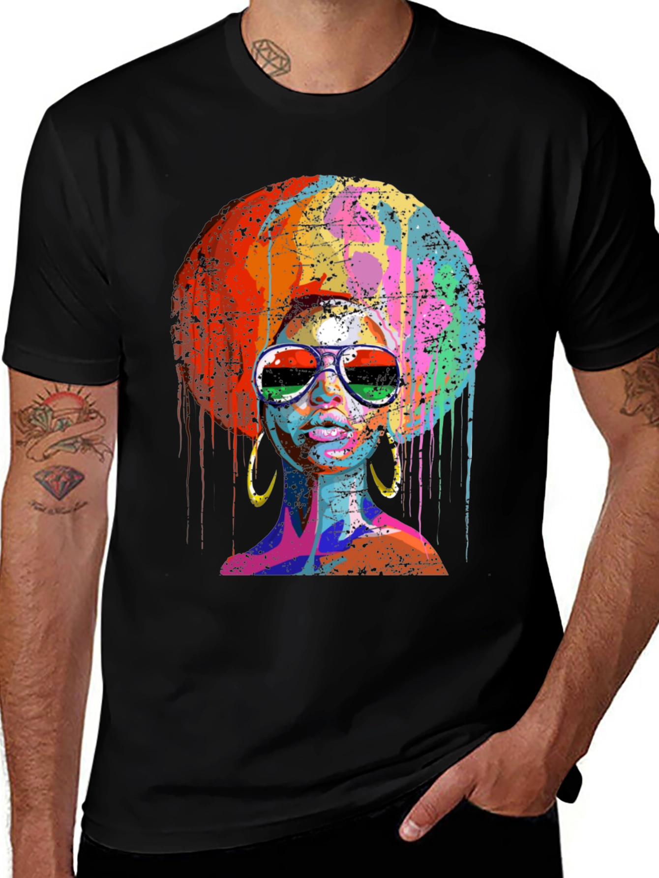 Vibrant Afro Queen Graphic Print T-Shirt