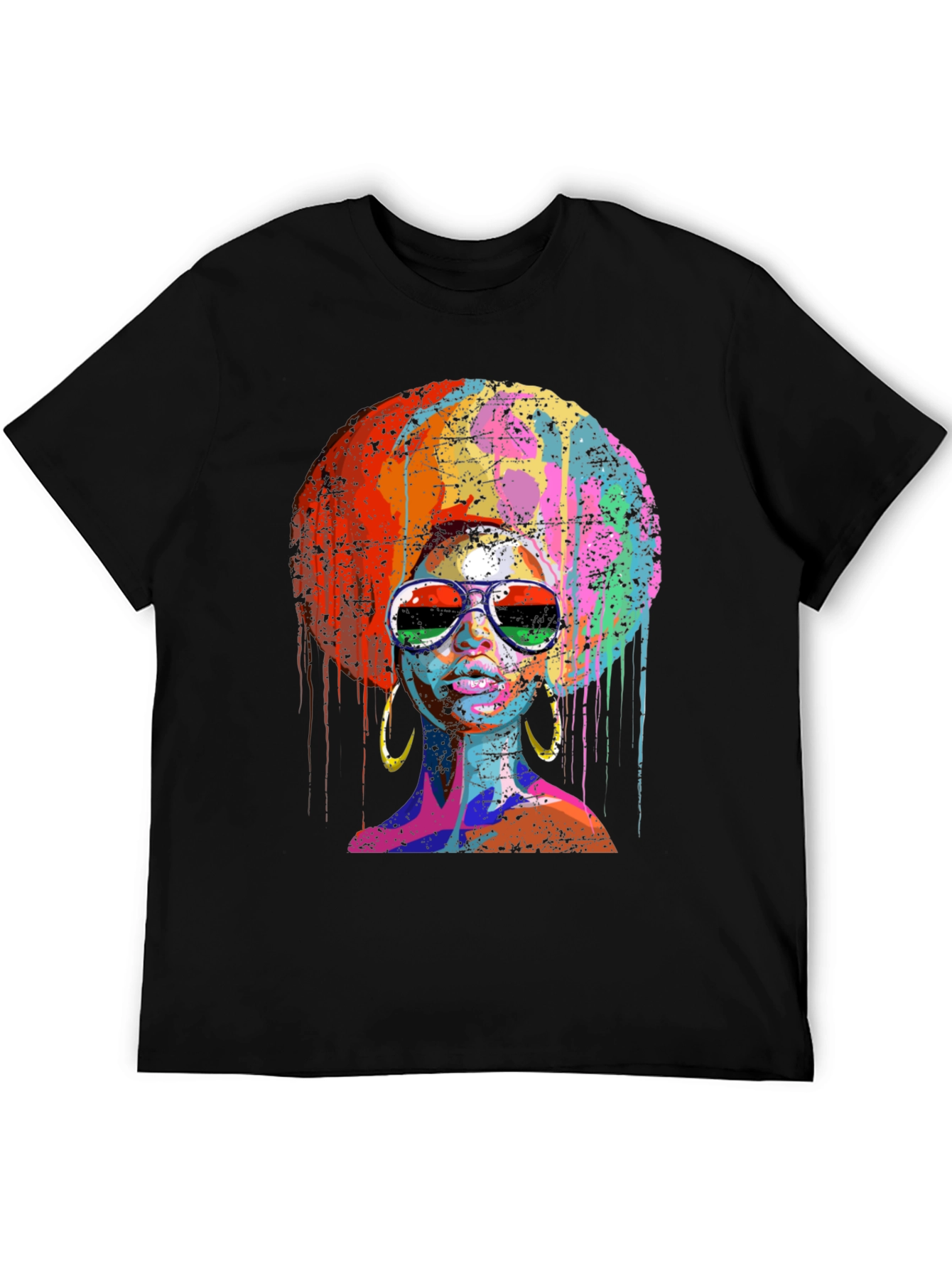 Vibrant Afro Queen Graphic Print T-Shirt