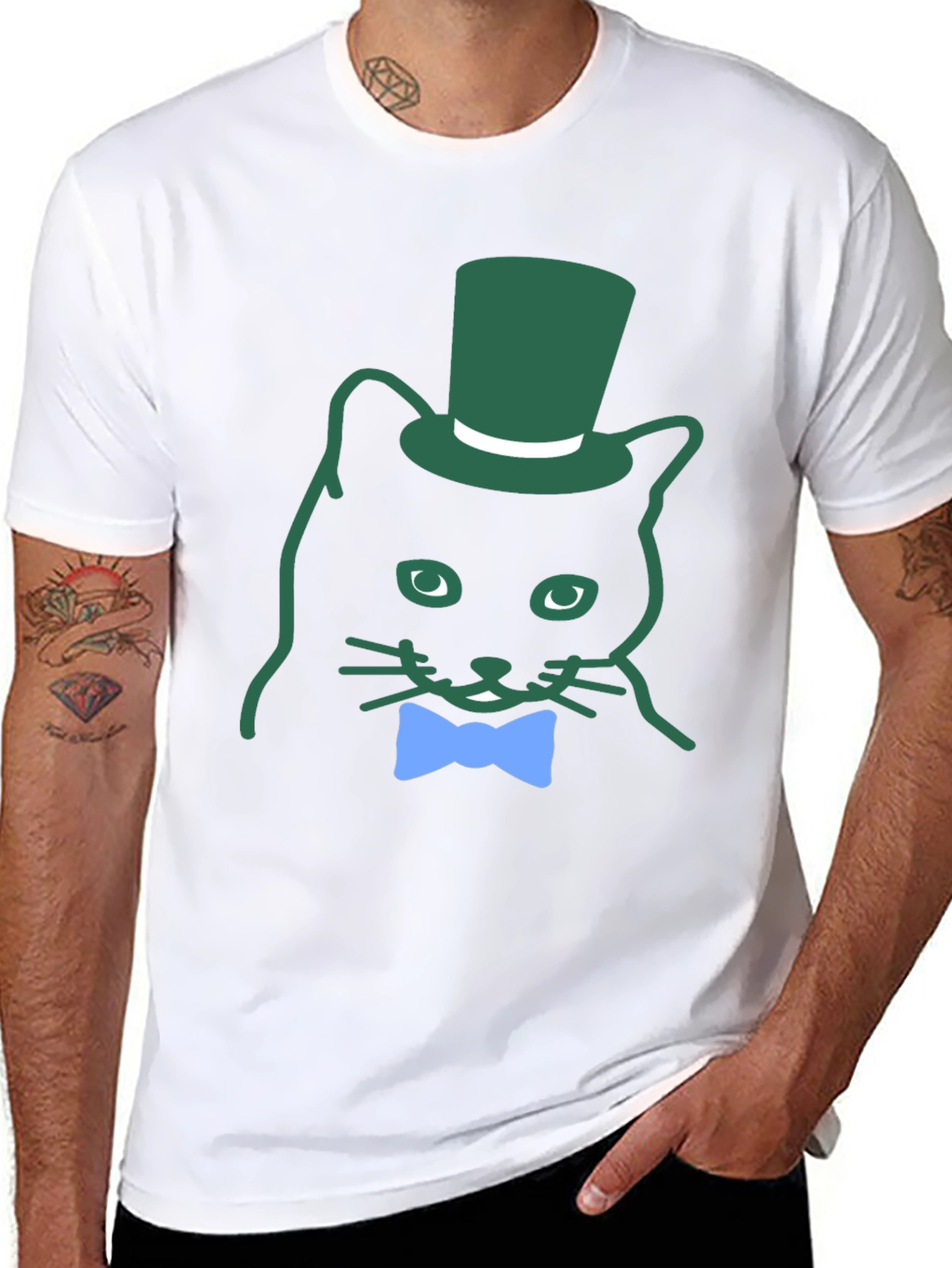 Dapper Cat Tee - Top Hat & Bowtie Style