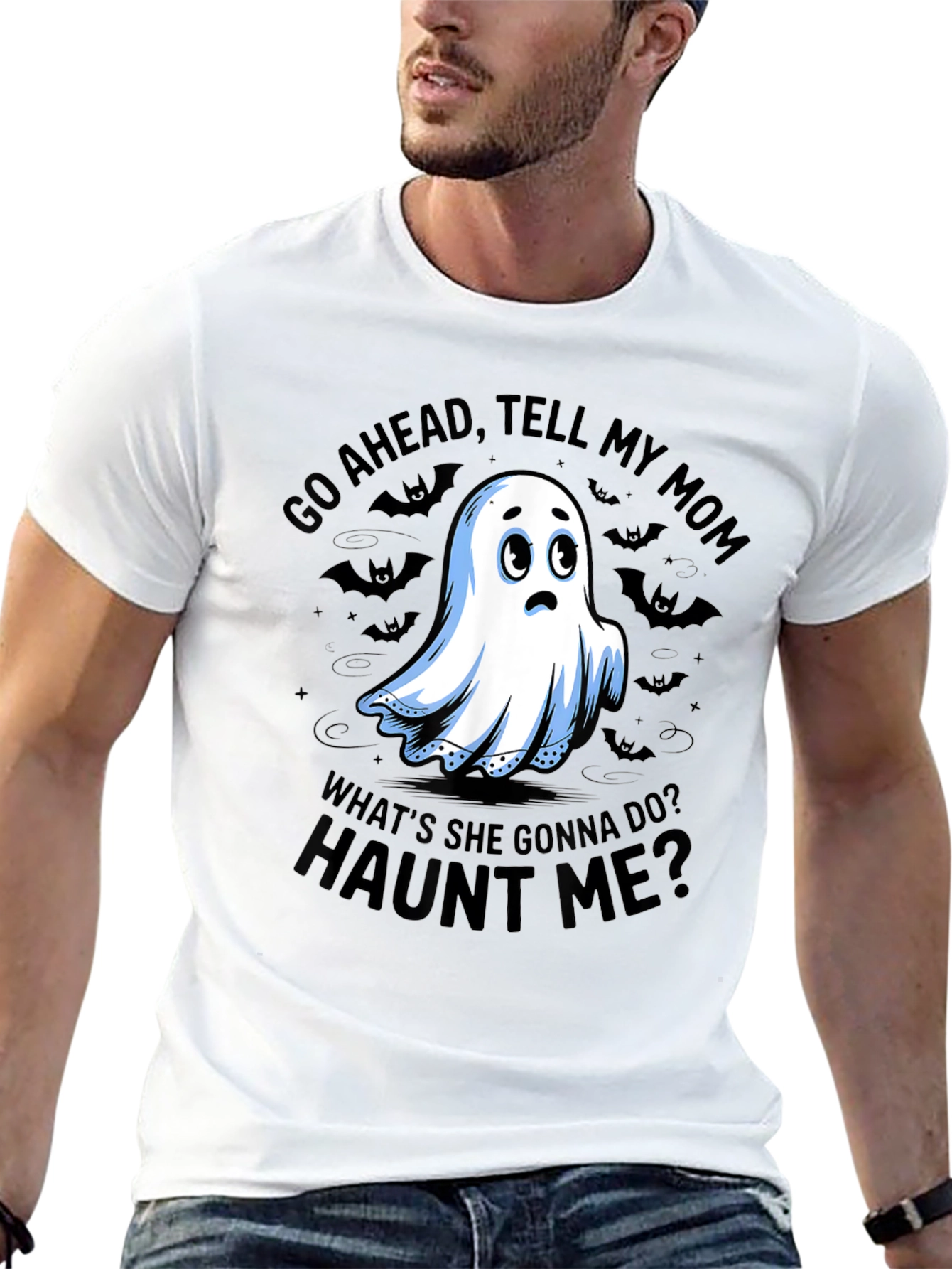 Funny Ghost Mom Halloween Black T-Shirt