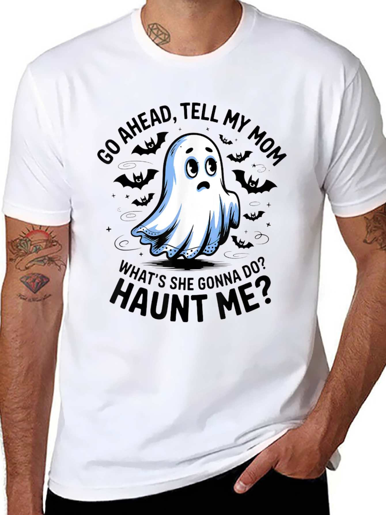 Funny Ghost Mom Halloween Black T-Shirt