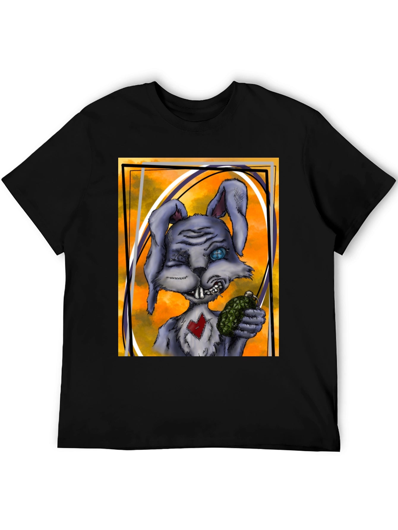 Edgy Rabbit Graphic Tee - Black