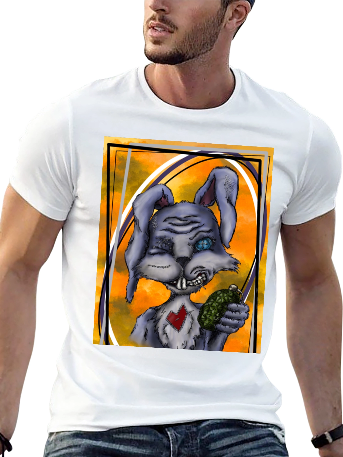 Edgy Rabbit Graphic Tee - Black