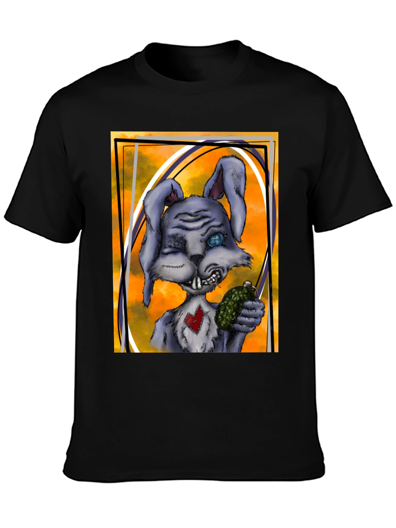 Edgy Rabbit Graphic Tee - Black