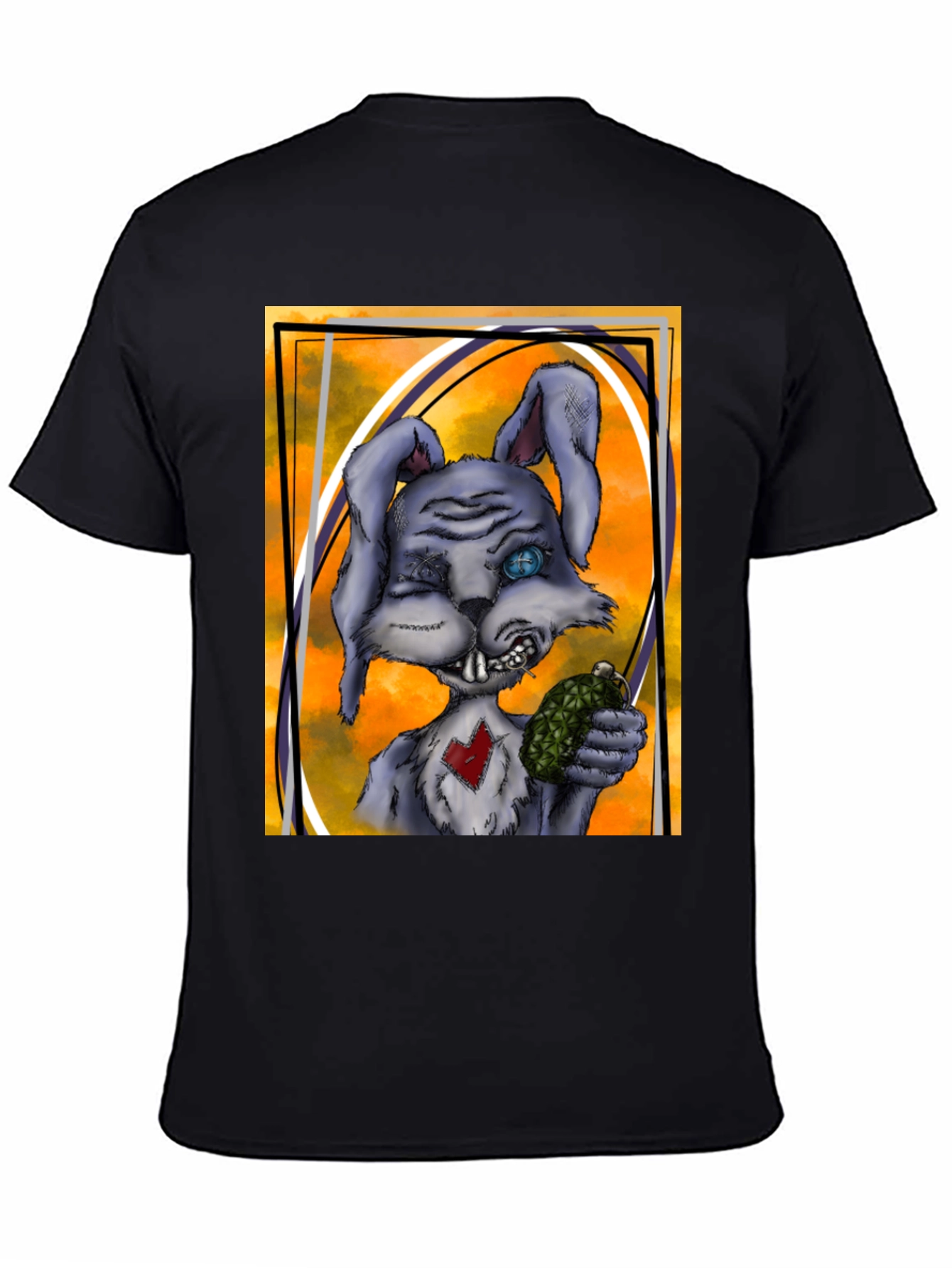 Edgy Rabbit Graphic Tee - Black