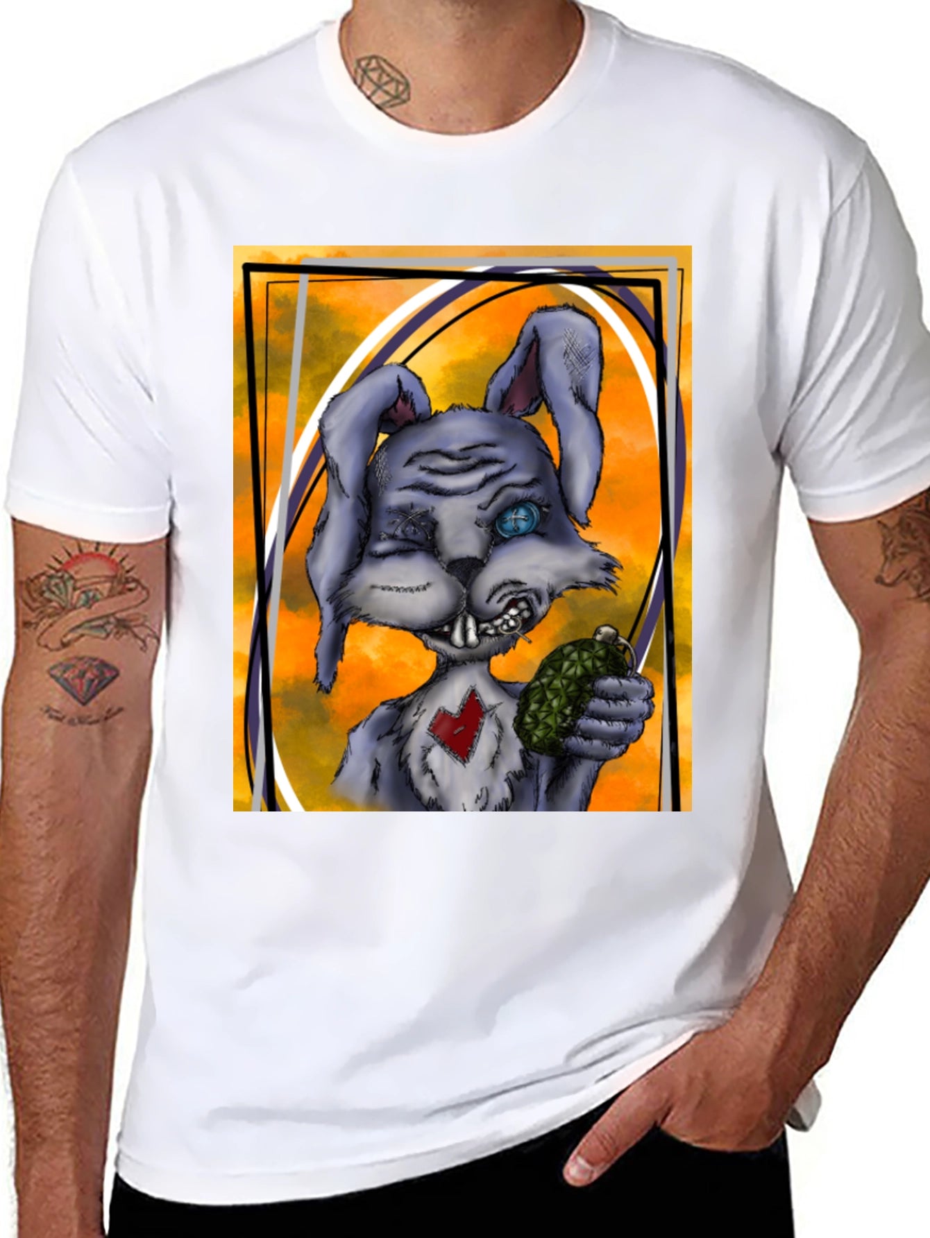 Edgy Rabbit Graphic Tee - Black