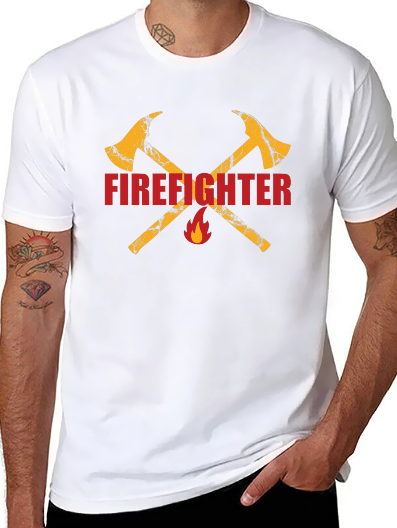 Firefighter Axe Graphic Tee - Black Cotton T-Shirt