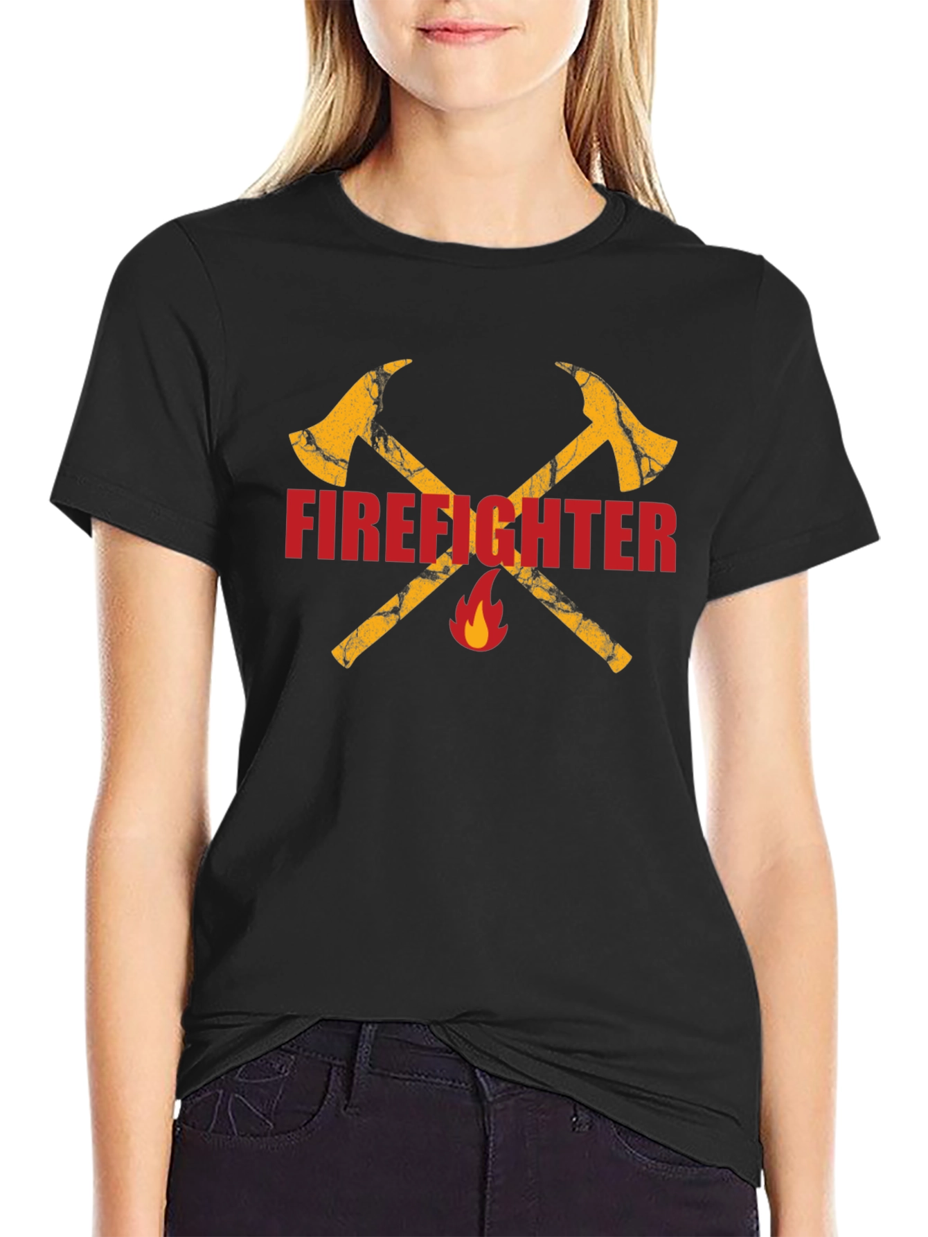 Firefighter Axe Graphic Tee - Black Cotton T-Shirt