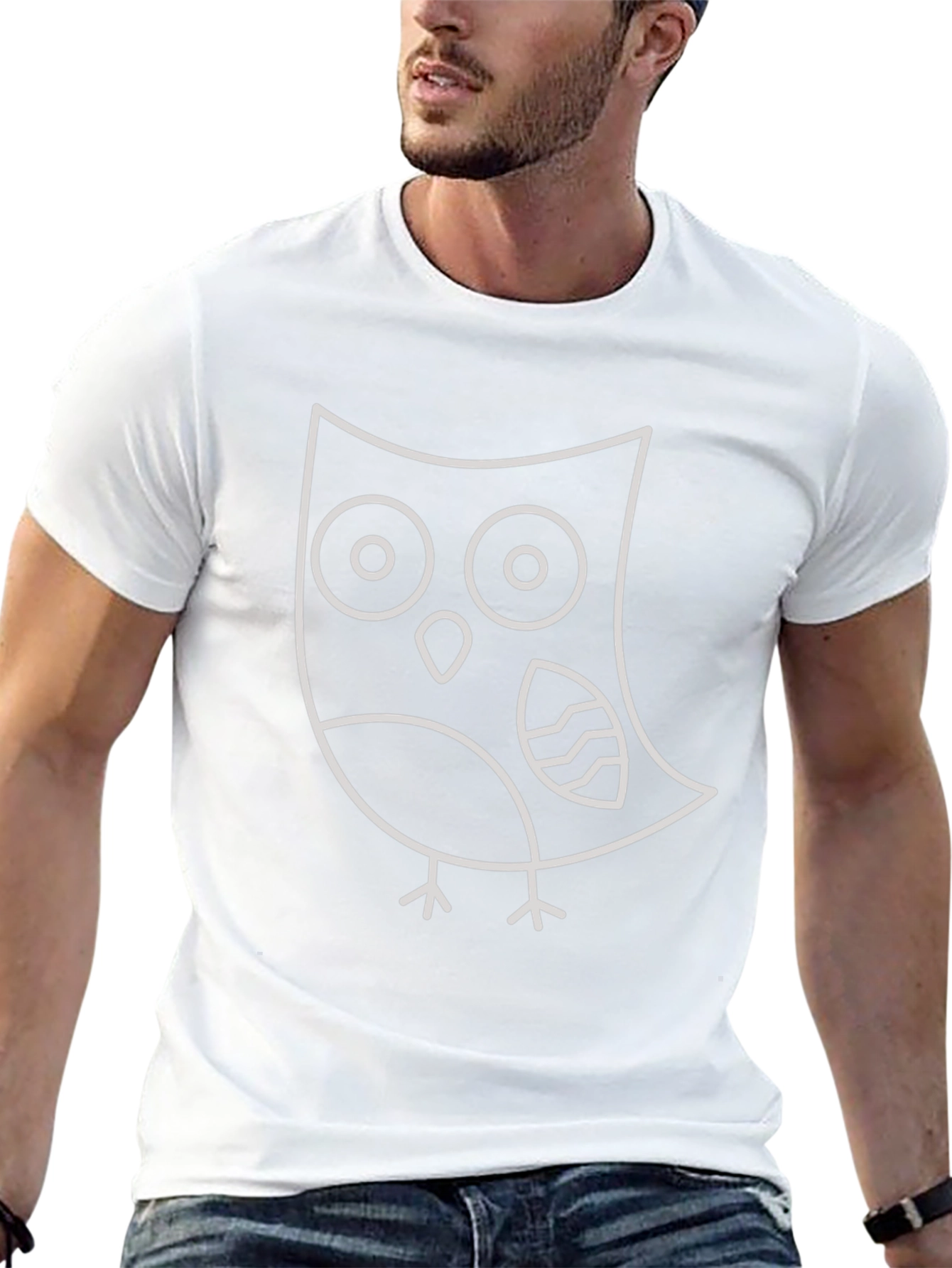 Owl Graphic Tee - Black Cotton Blend Shirt